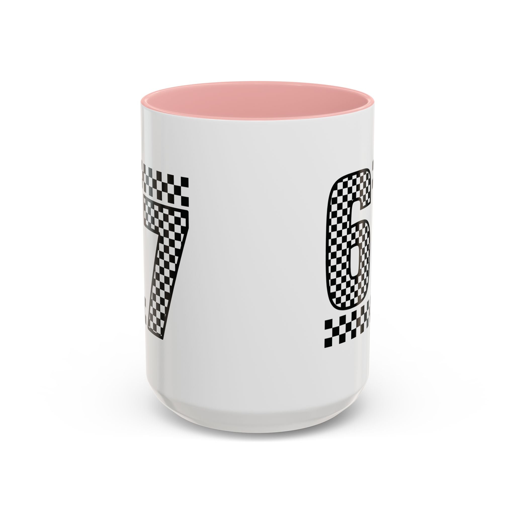 Checkered '67' Accent Coffee Mug — Retro Racing Number Ceramic Mug