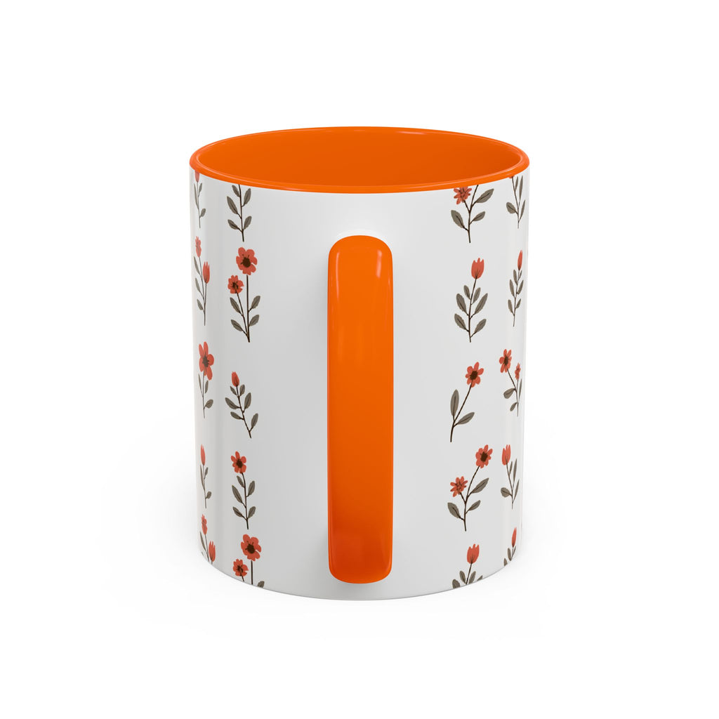 Ceramic printed coffee mug Floral Accent Coffee Mug — Cute Red Wildflower Pattern (11/15oz)