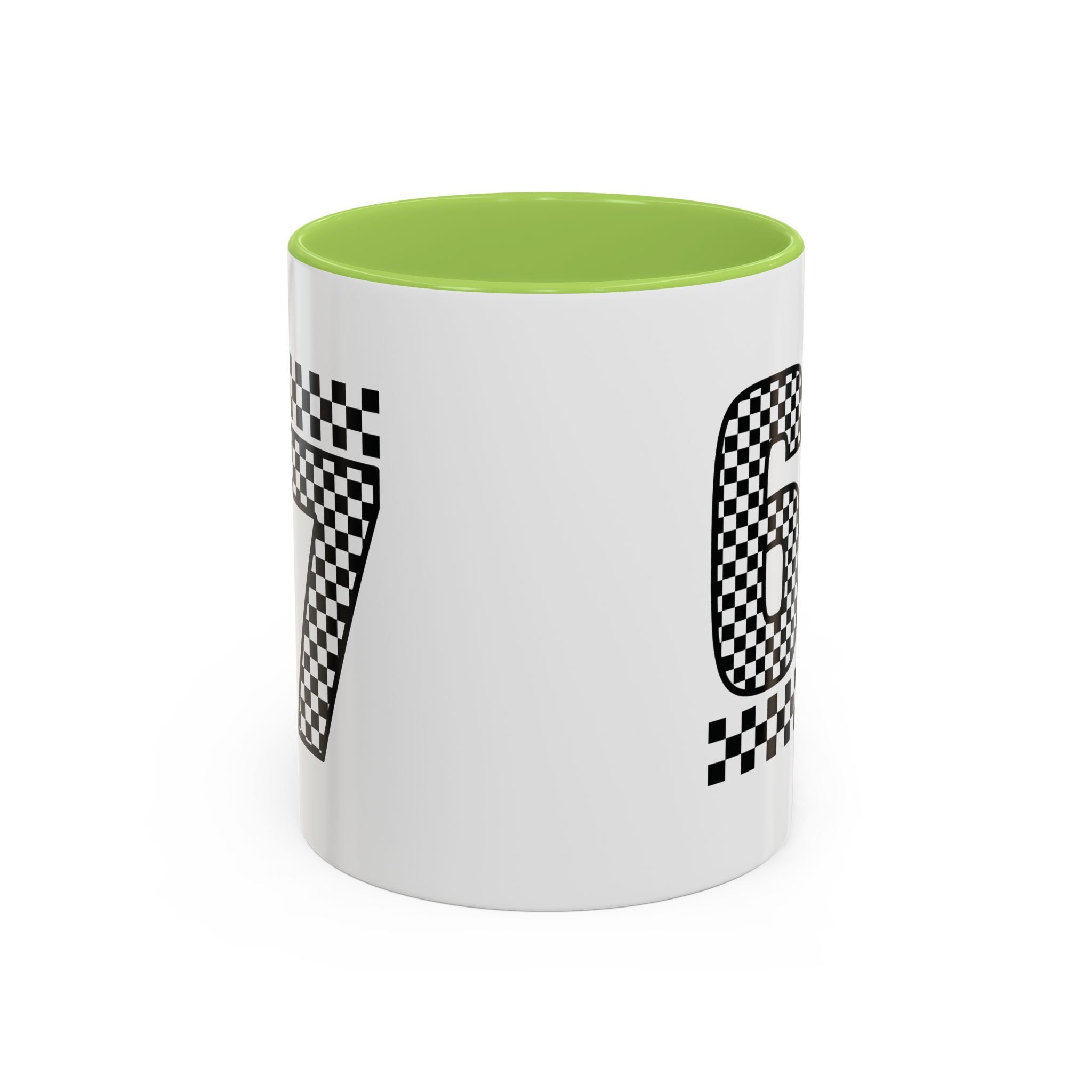 Checkered '67' Accent Coffee Mug — Retro Racing Number Ceramic Mug