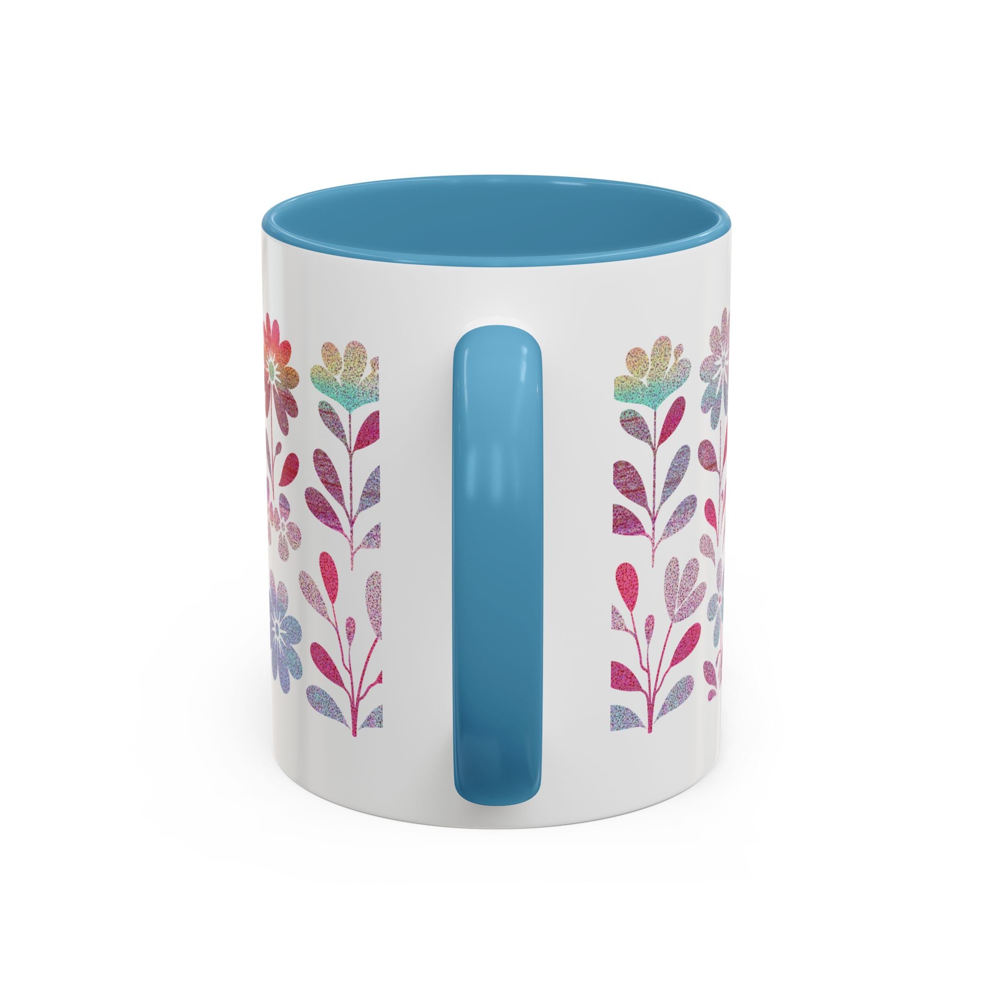 Floral Watercolor Accent Coffee Mug — Pastel Flower Pattern (11/15oz)