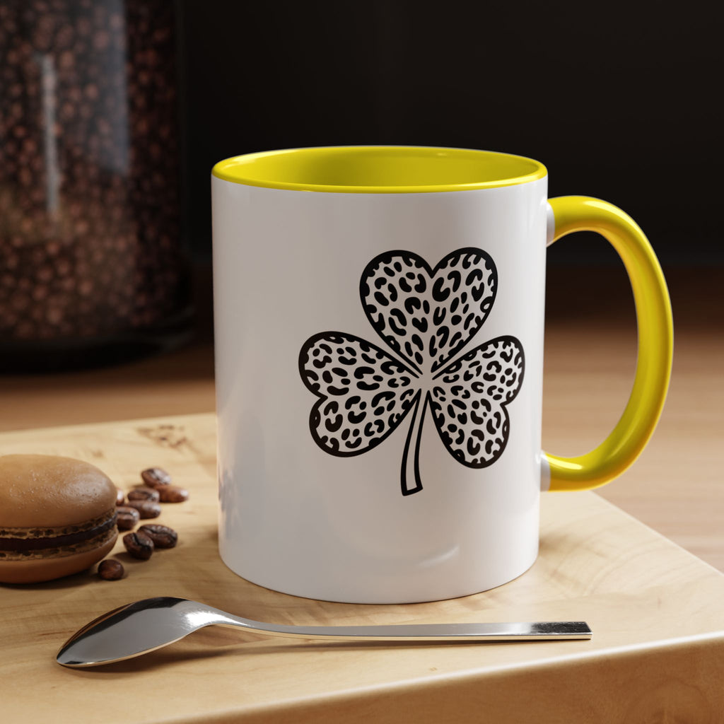 Leopard Print Shamrock Accent Coffee Mug — St. Patrick’s Day Lucky Clover Coffee Cup