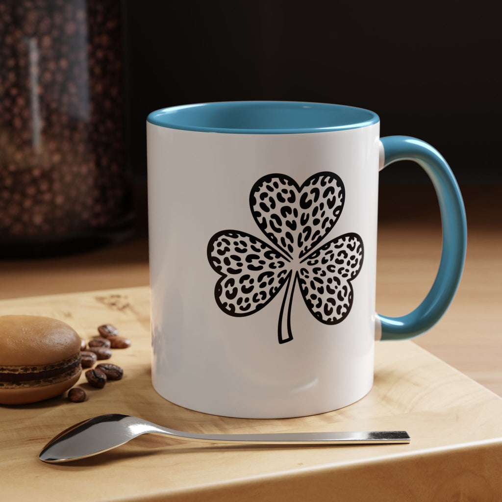 Leopard Print Shamrock Accent Coffee Mug — St. Patrick’s Day Lucky Clover Coffee Cup