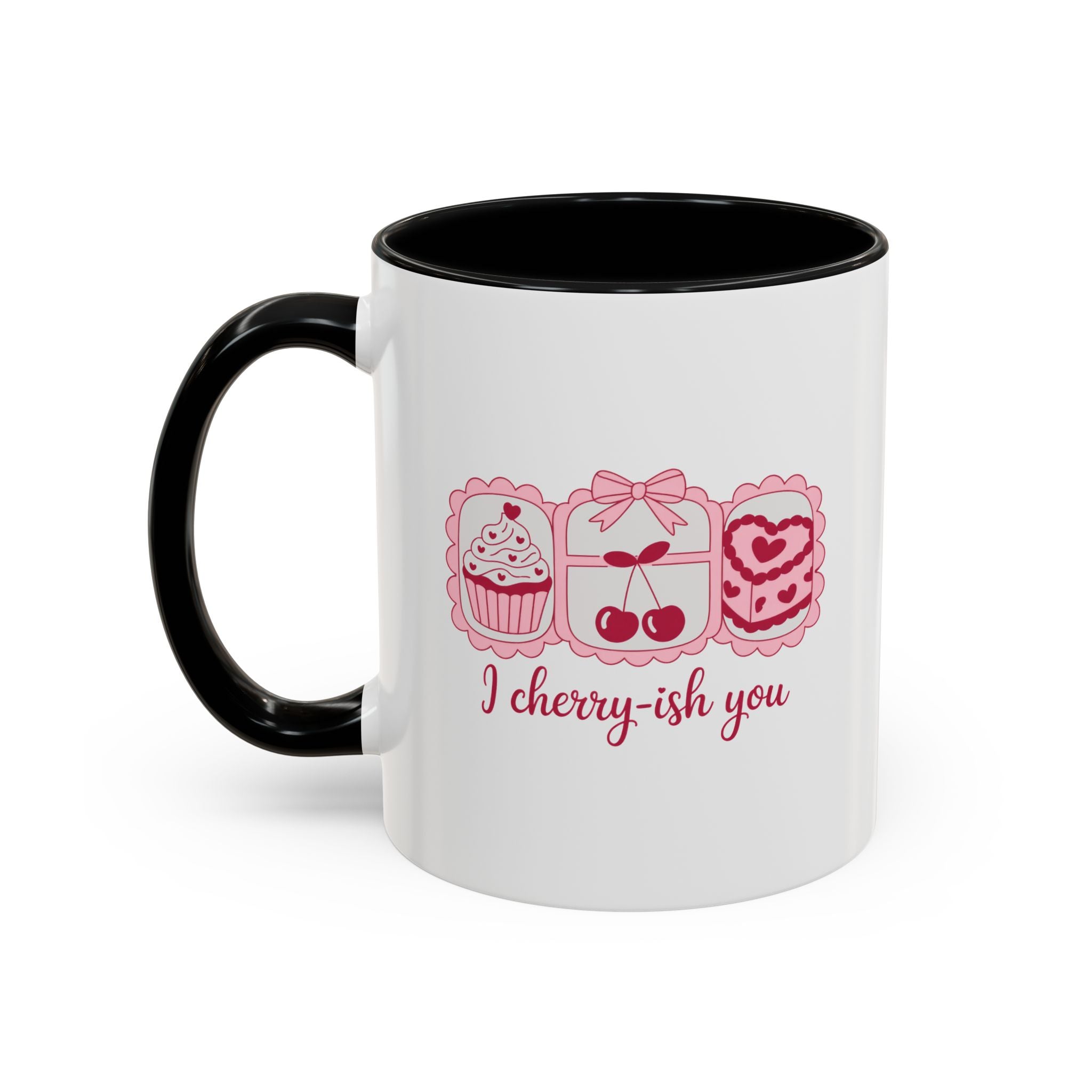 Pink Heart Cookie Coffee Mug — Cute Valentine Accent Mug (11/15oz)