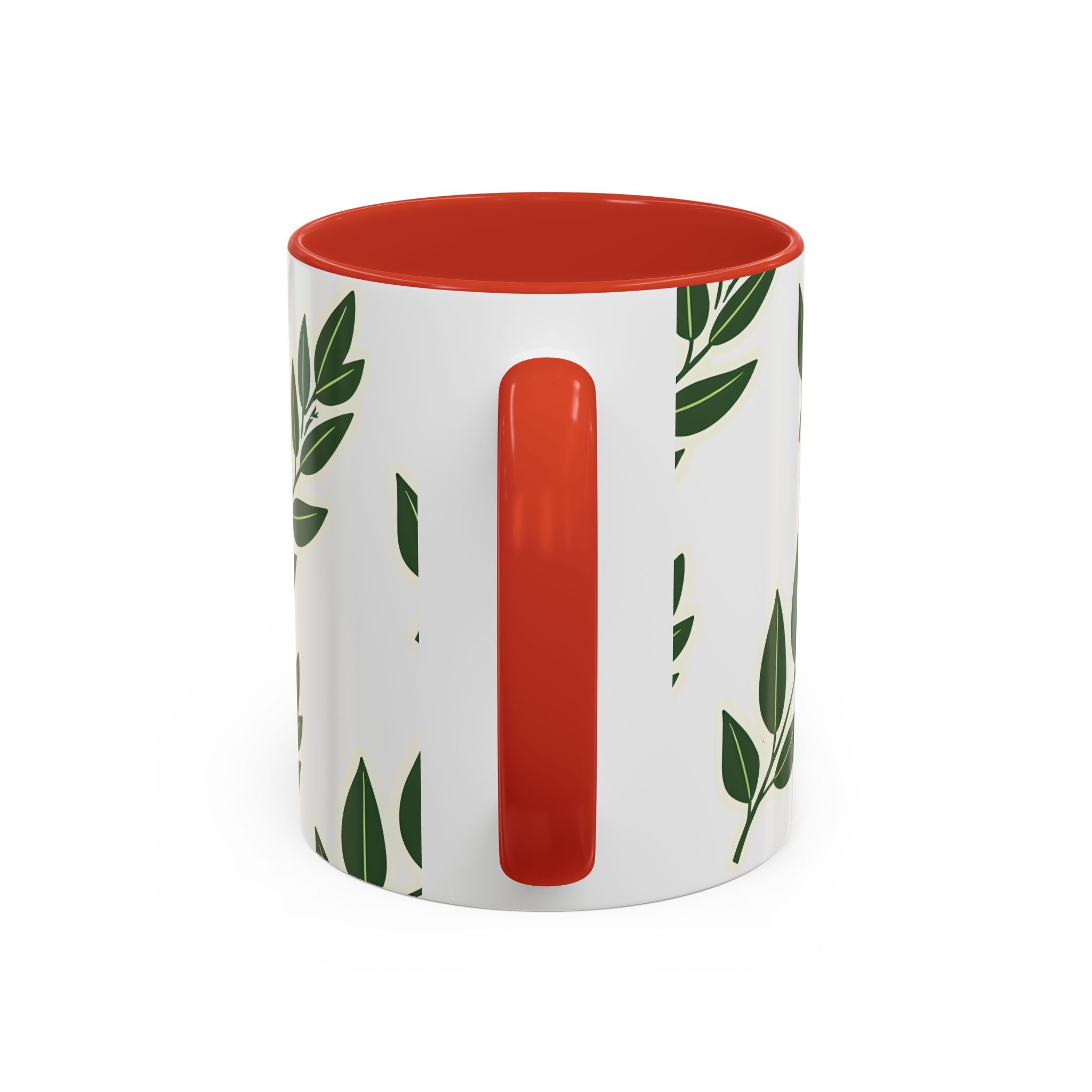 Botanical Leaf Accent Coffee Mug — Green Foliage Ceramic Cup (11/15oz)