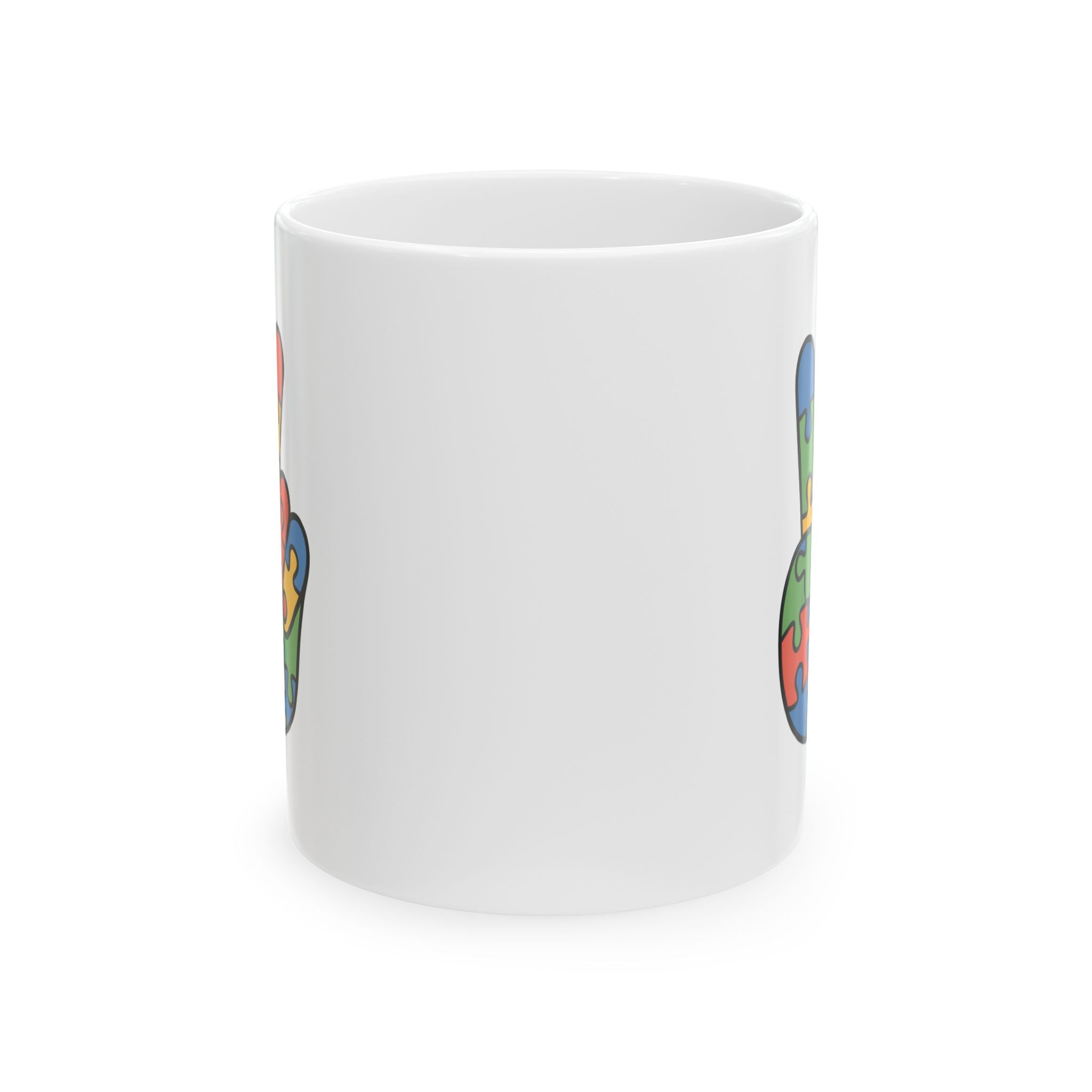 Autism Puzzle Heart Ceramic Mug — Support & Awareness Coffee Cup (11oz, 15oz)