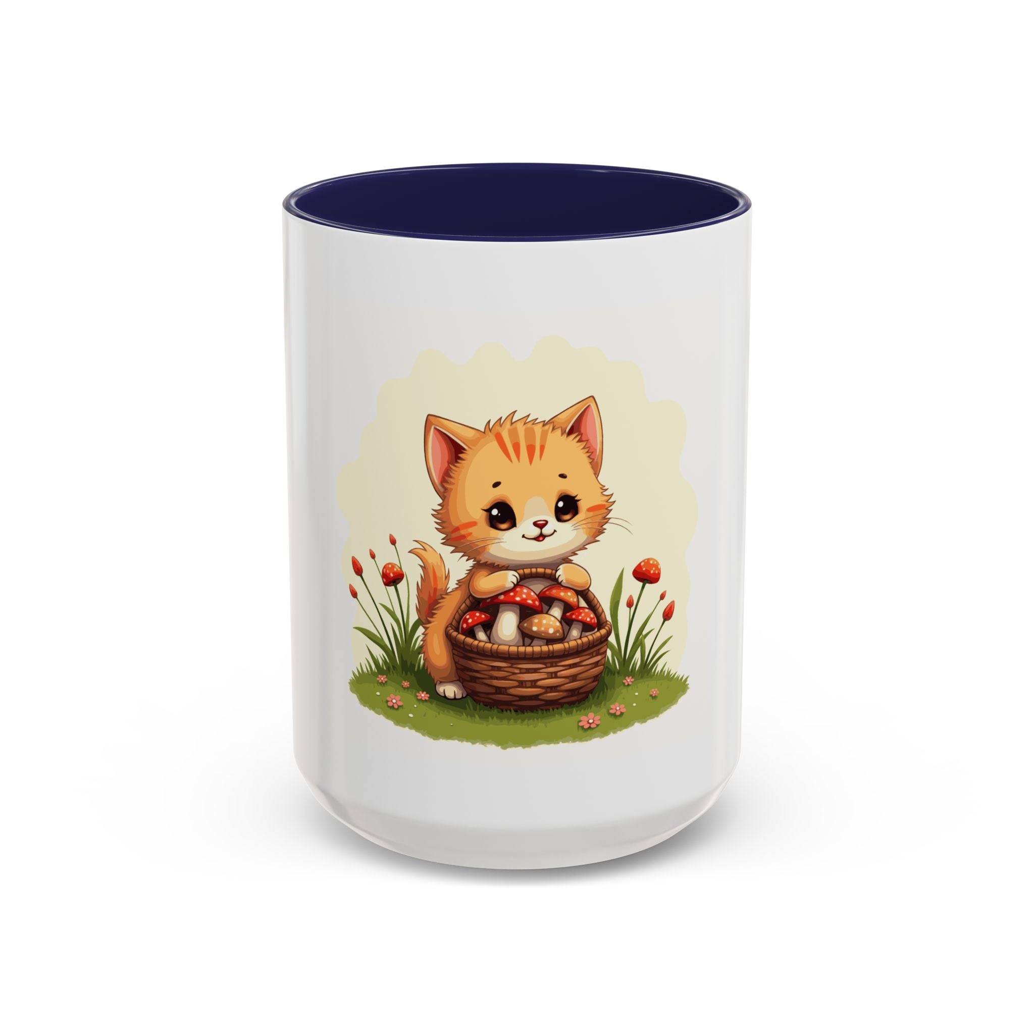 Cute Kitten Basket Coffee Mug — Cat Lover Accent Mug (11/15oz)