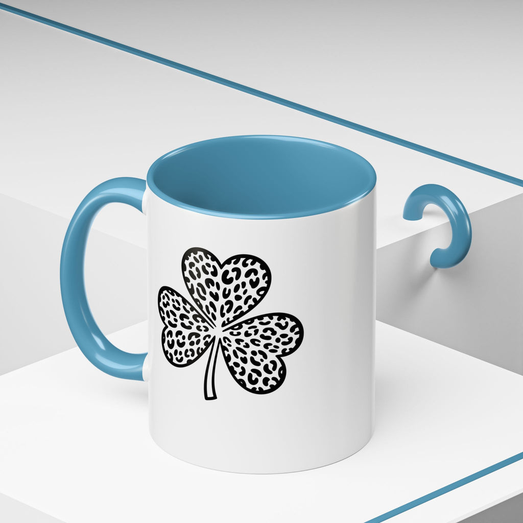 Leopard Print Shamrock Accent Coffee Mug — St. Patrick’s Day Lucky Clover Coffee Cup