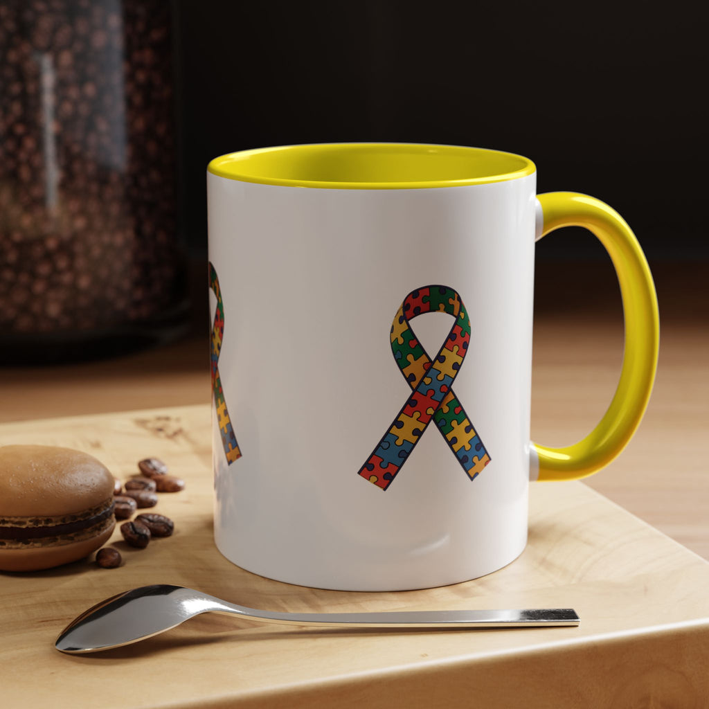 Autism Awareness Puzzle Ribbon Accent Coffee Mug