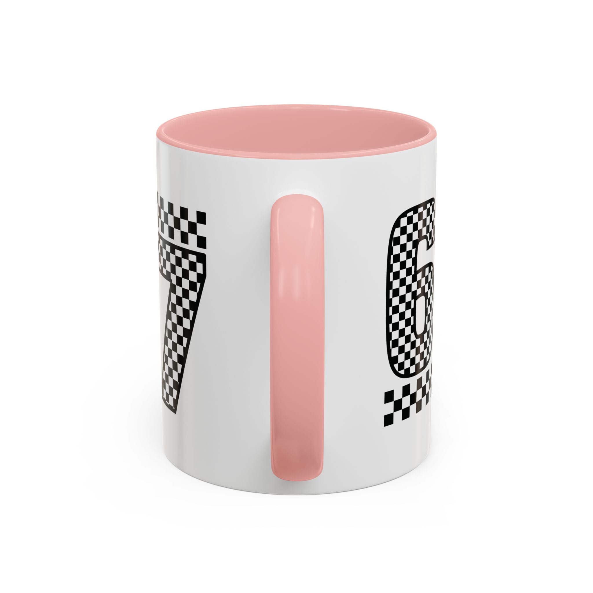 Checkered '67' Accent Coffee Mug — Retro Racing Number Ceramic Mug