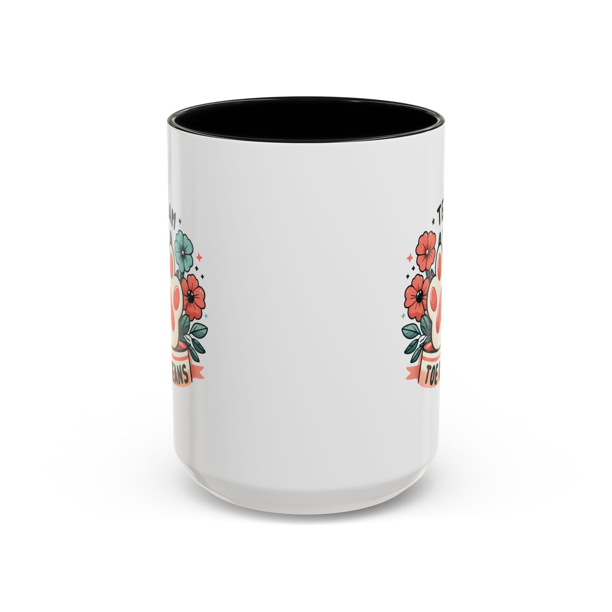 Team Toe Beans Coffee Mug — Cute Paw Print Floral Accent Mug