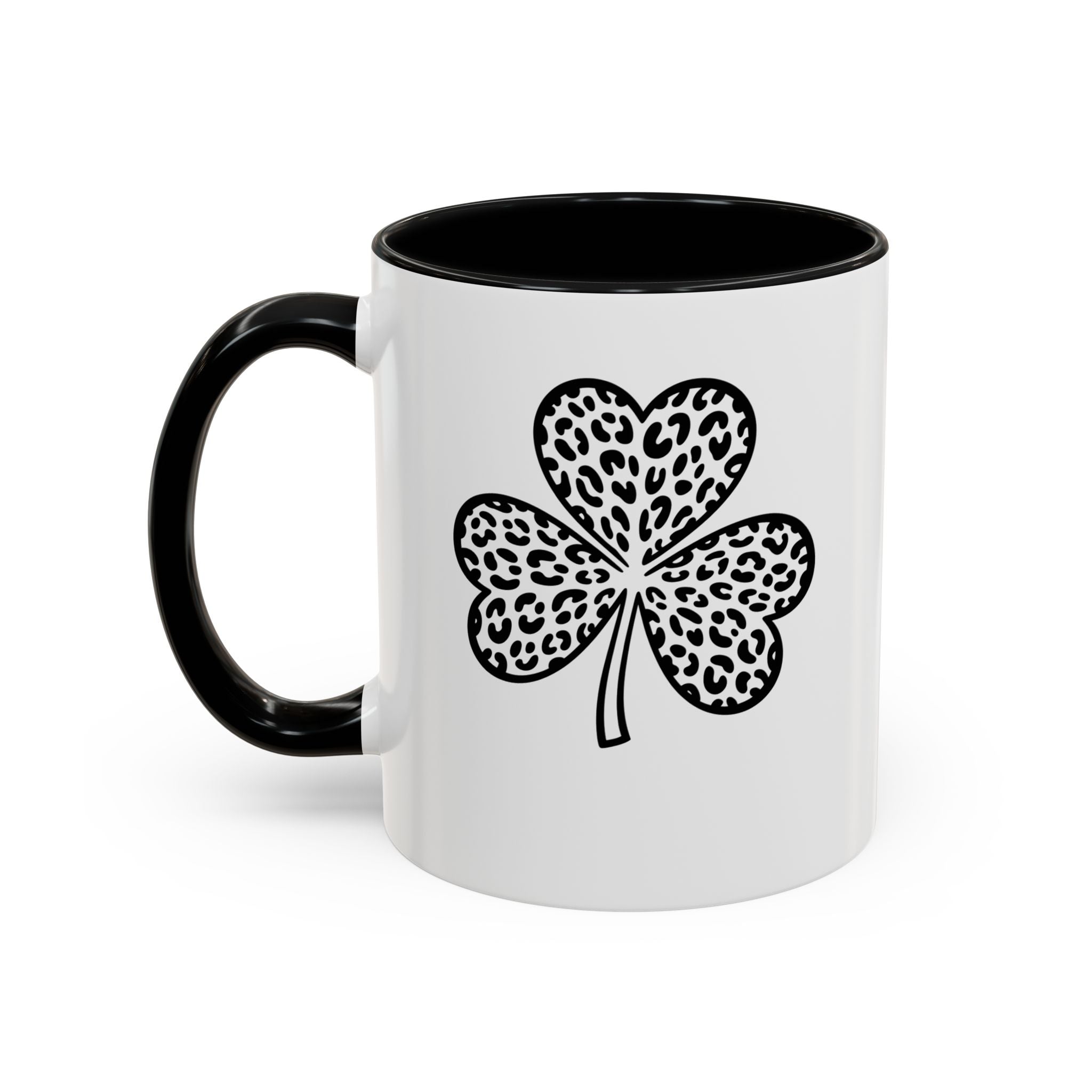 Leopard Print Shamrock Accent Coffee Mug — St. Patrick’s Day Lucky Clover Coffee Cup
