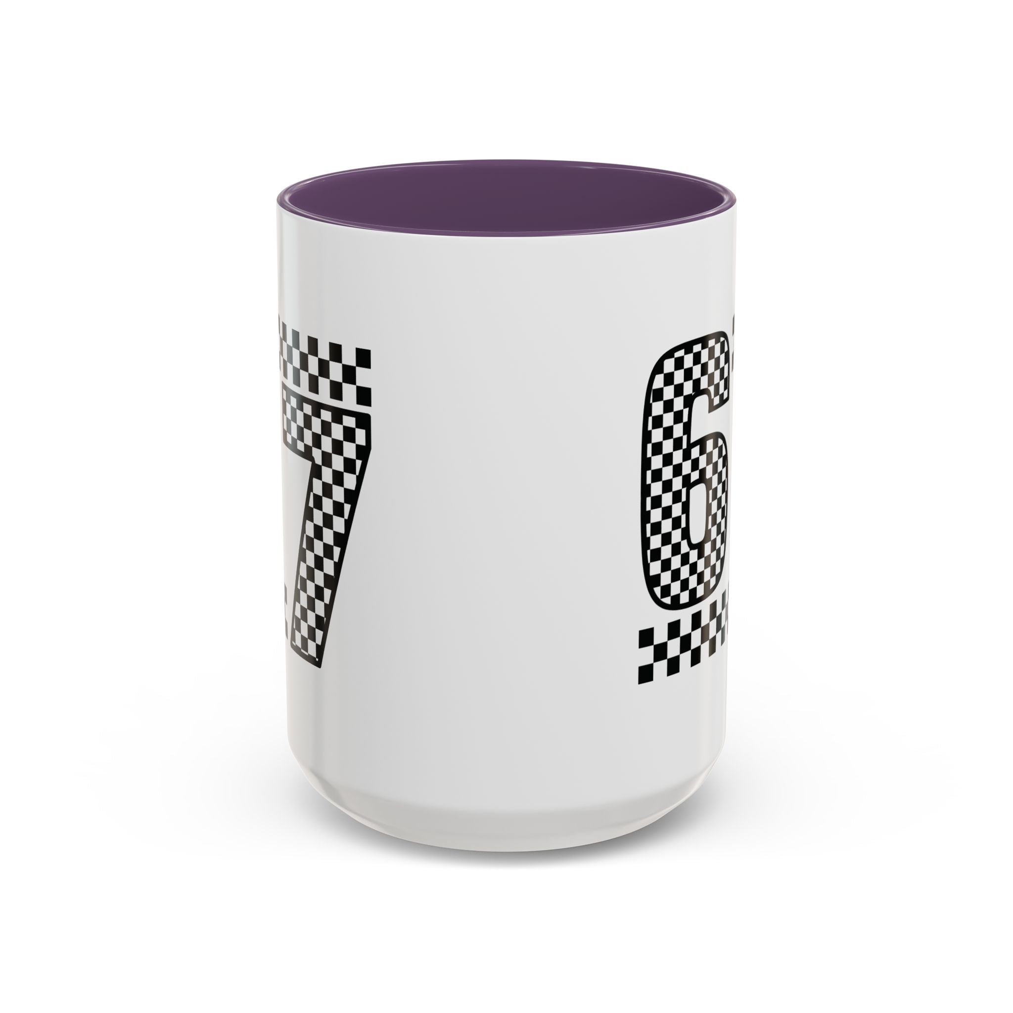 Checkered '67' Accent Coffee Mug — Retro Racing Number Ceramic Mug