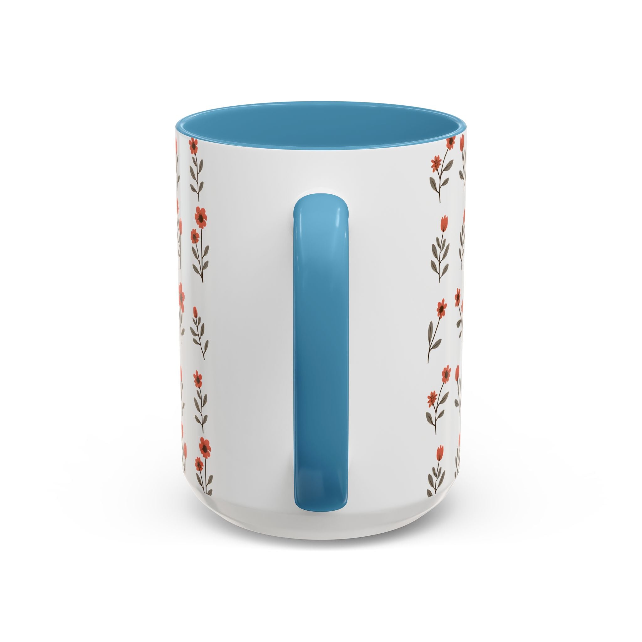 Ceramic printed coffee mug Floral Accent Coffee Mug — Cute Red Wildflower Pattern (11/15oz)