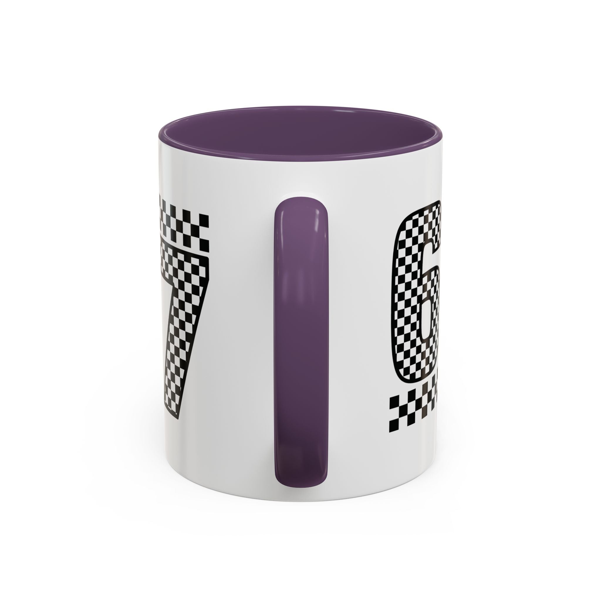 Checkered '67' Accent Coffee Mug — Retro Racing Number Ceramic Mug
