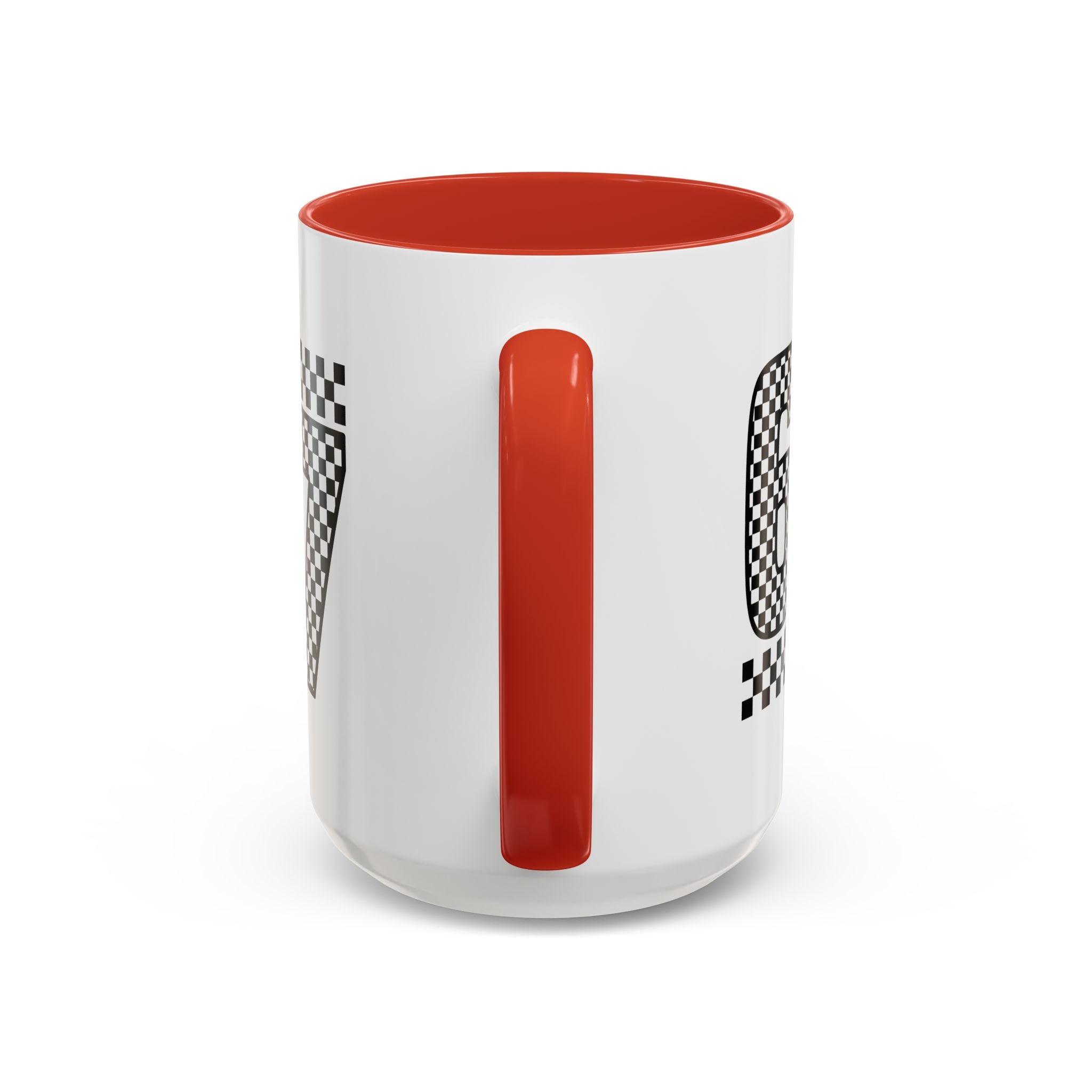 Checkered '67' Accent Coffee Mug — Retro Racing Number Ceramic Mug