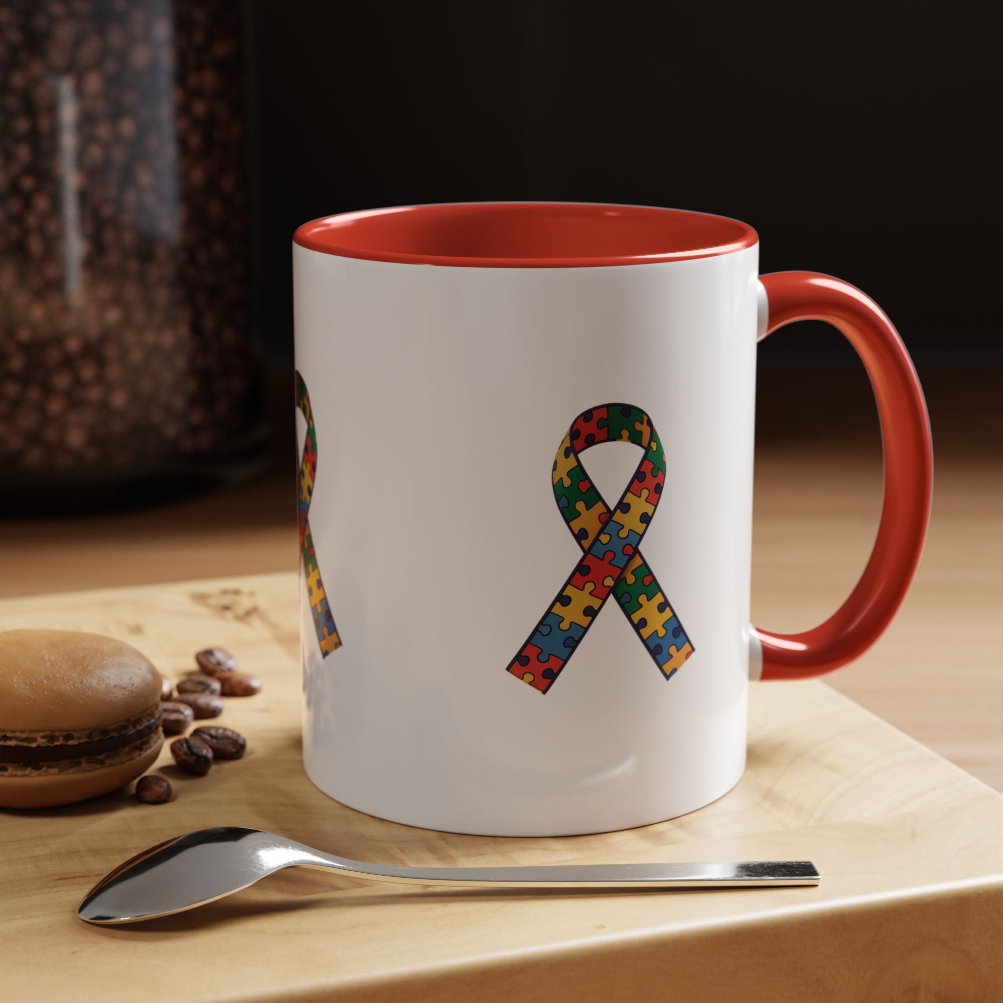 Autism Awareness Puzzle Ribbon Accent Coffee Mug