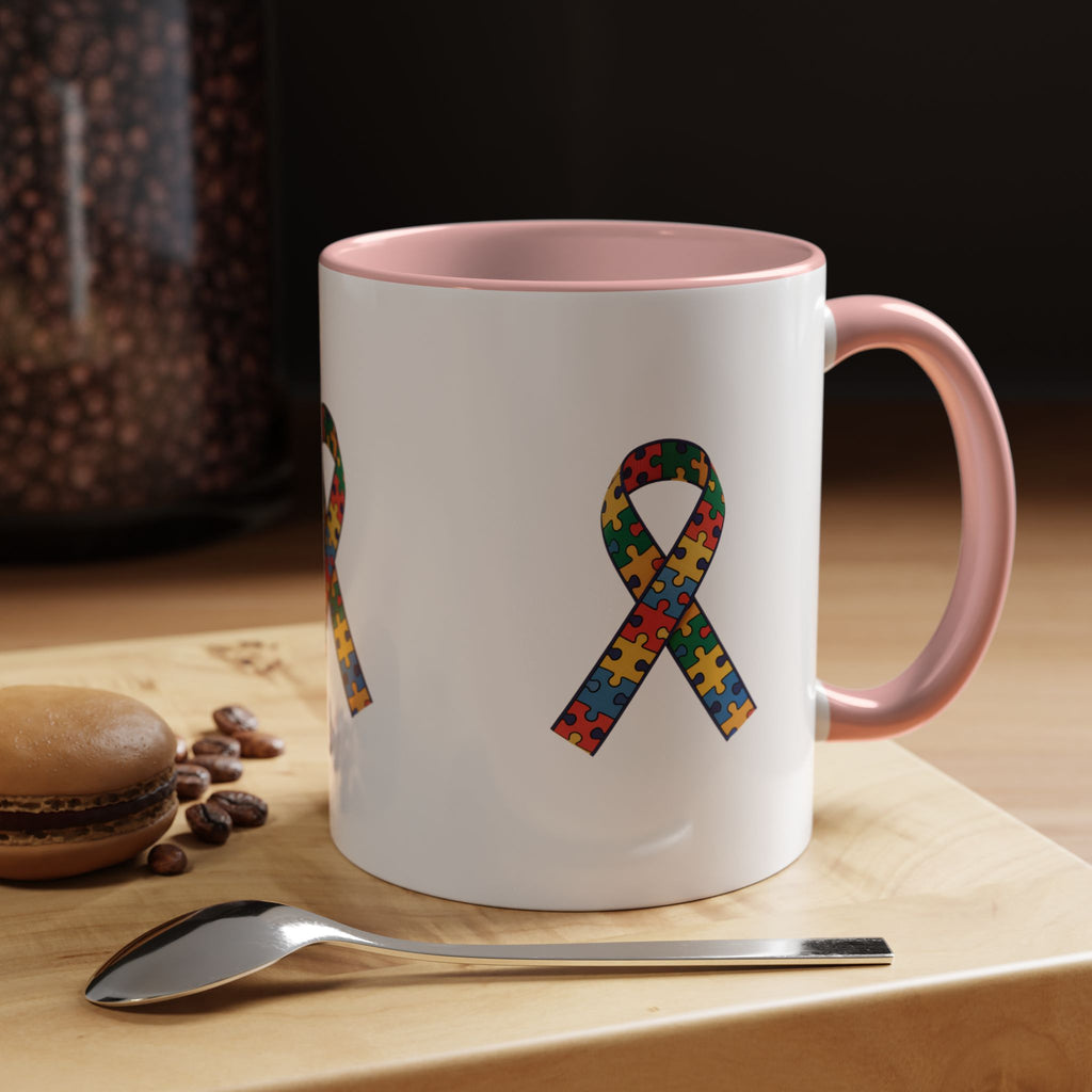Autism Awareness Puzzle Ribbon Accent Coffee Mug