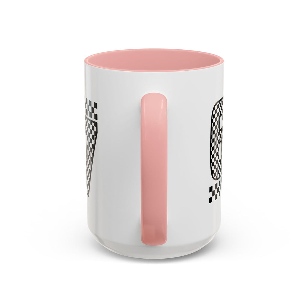 Checkered '67' Accent Coffee Mug — Retro Racing Number Ceramic Mug