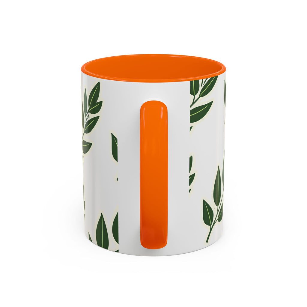 Botanical Leaf Accent Coffee Mug — Green Foliage Ceramic Cup (11/15oz)