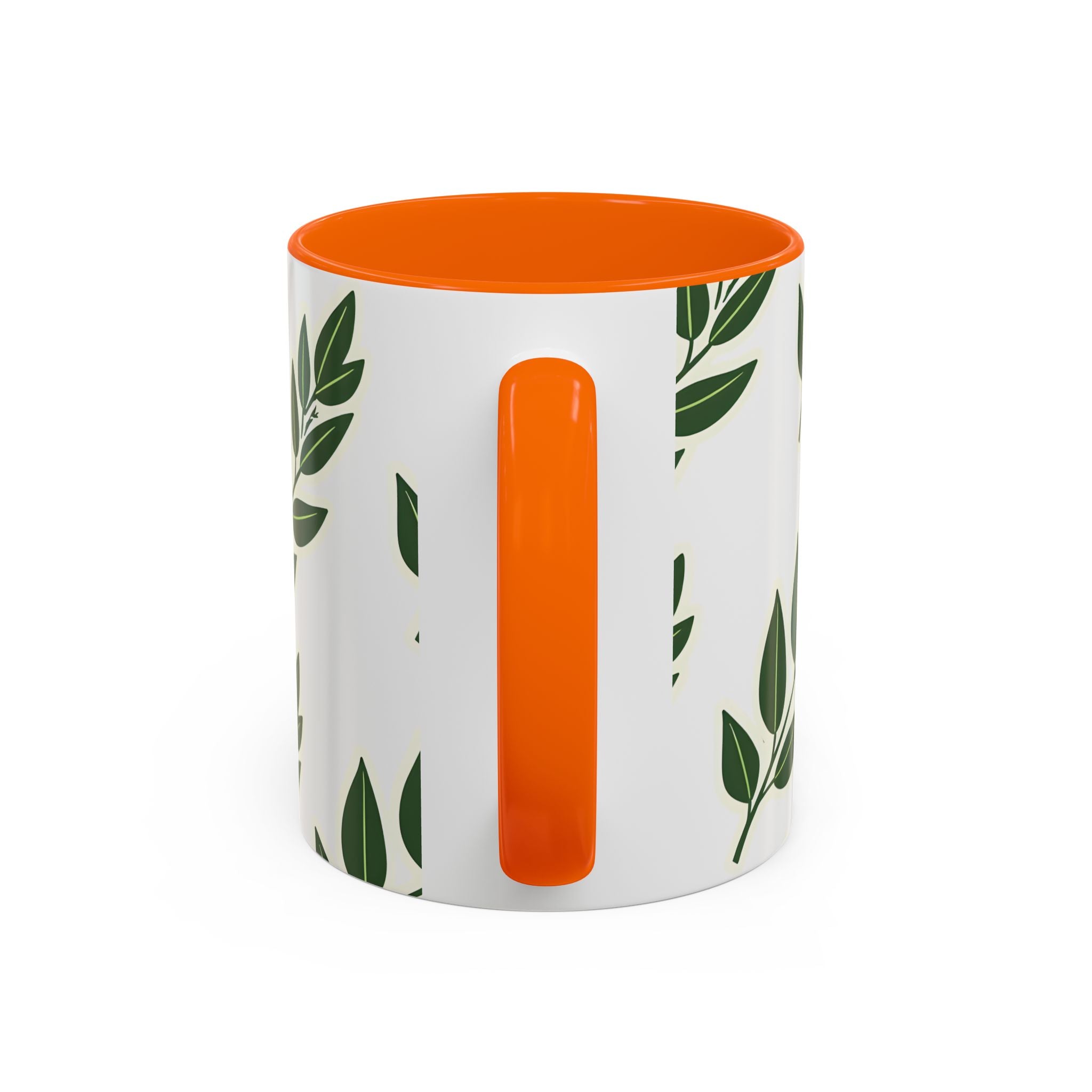 Botanical Leaf Accent Coffee Mug — Green Foliage Ceramic Cup (11/15oz)