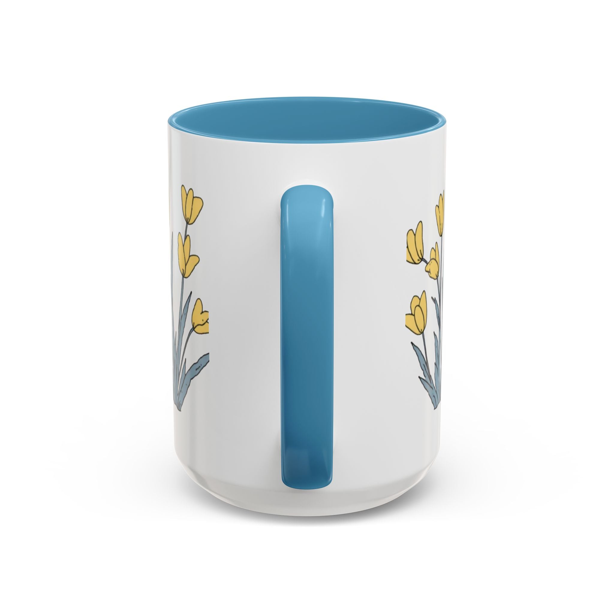 Yellow Tulip Floral Coffee Mug — Spring Accent Ceramic Mug (11/15oz)