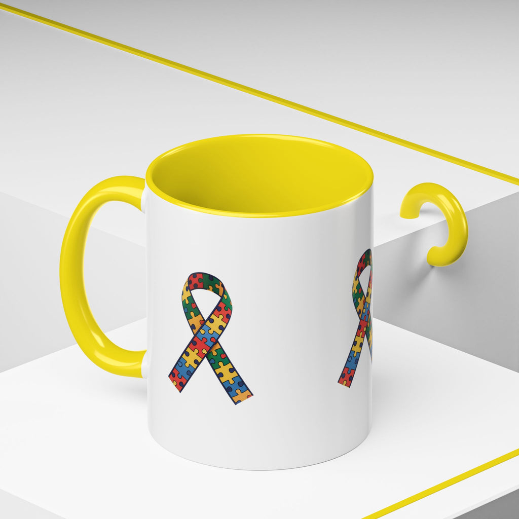 Autism Awareness Puzzle Ribbon Accent Coffee Mug