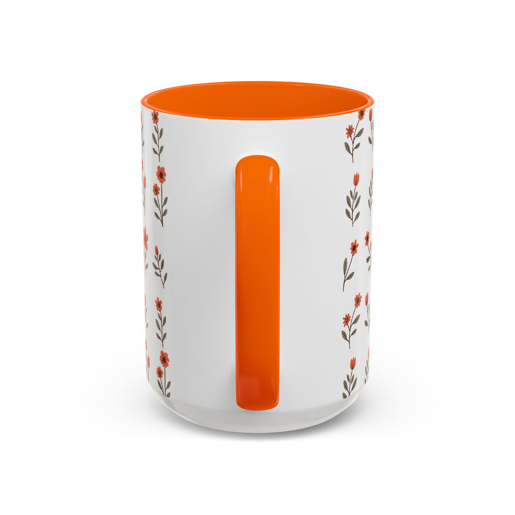 Ceramic printed coffee mug Floral Accent Coffee Mug — Cute Red Wildflower Pattern (11/15oz)
