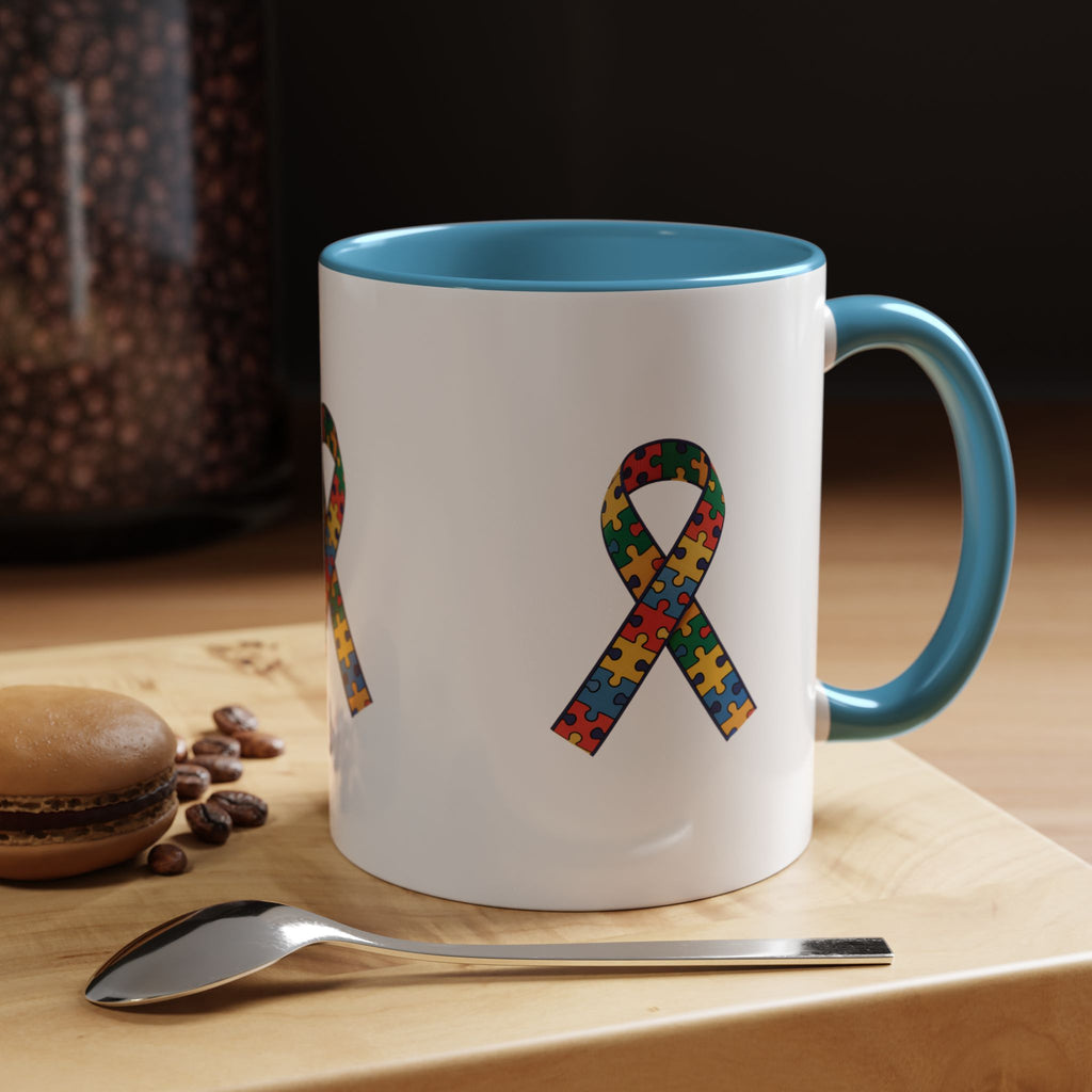 Autism Awareness Puzzle Ribbon Accent Coffee Mug
