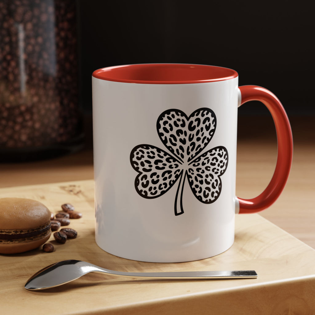 Leopard Print Shamrock Accent Coffee Mug — St. Patrick’s Day Lucky Clover Coffee Cup