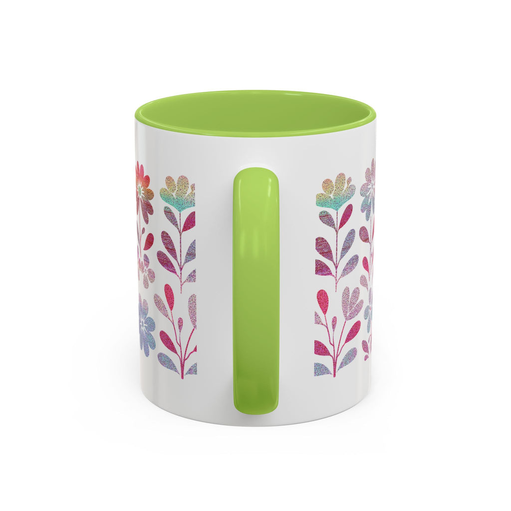 Floral Watercolor Accent Coffee Mug — Pastel Flower Pattern (11/15oz)