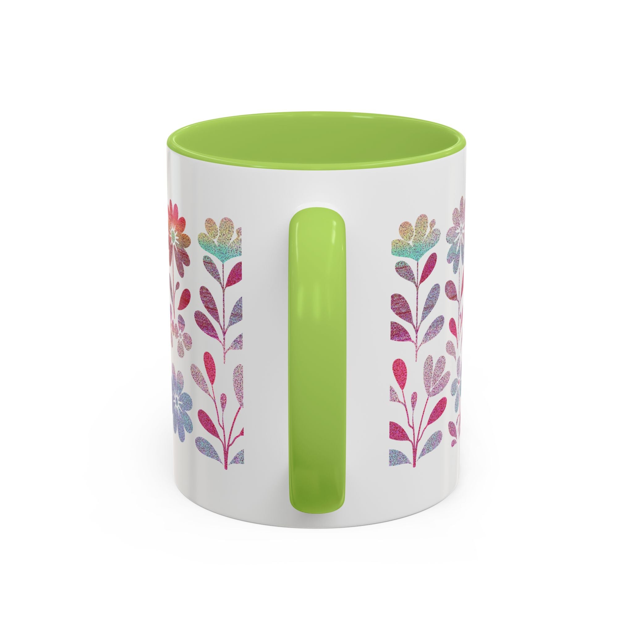 Floral Watercolor Accent Coffee Mug — Pastel Flower Pattern (11/15oz)