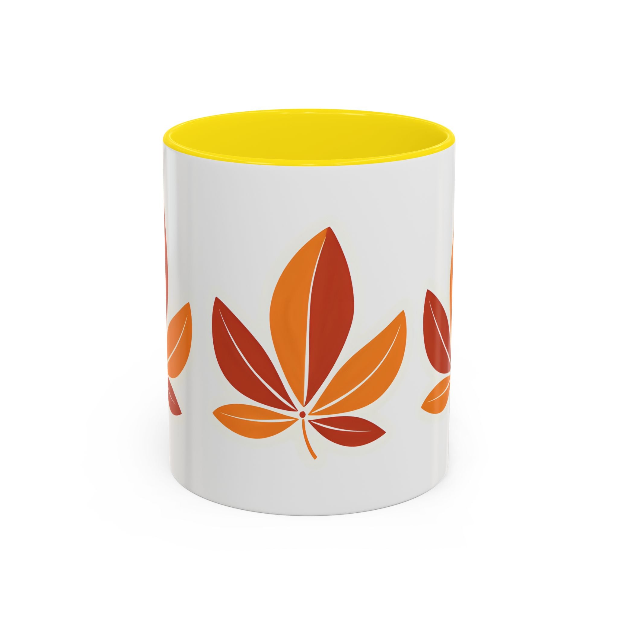 Autumn Leaf Accent Coffee Mug — Fall Leaves Ceramic Tea & Coffee Cup (11/15oz)