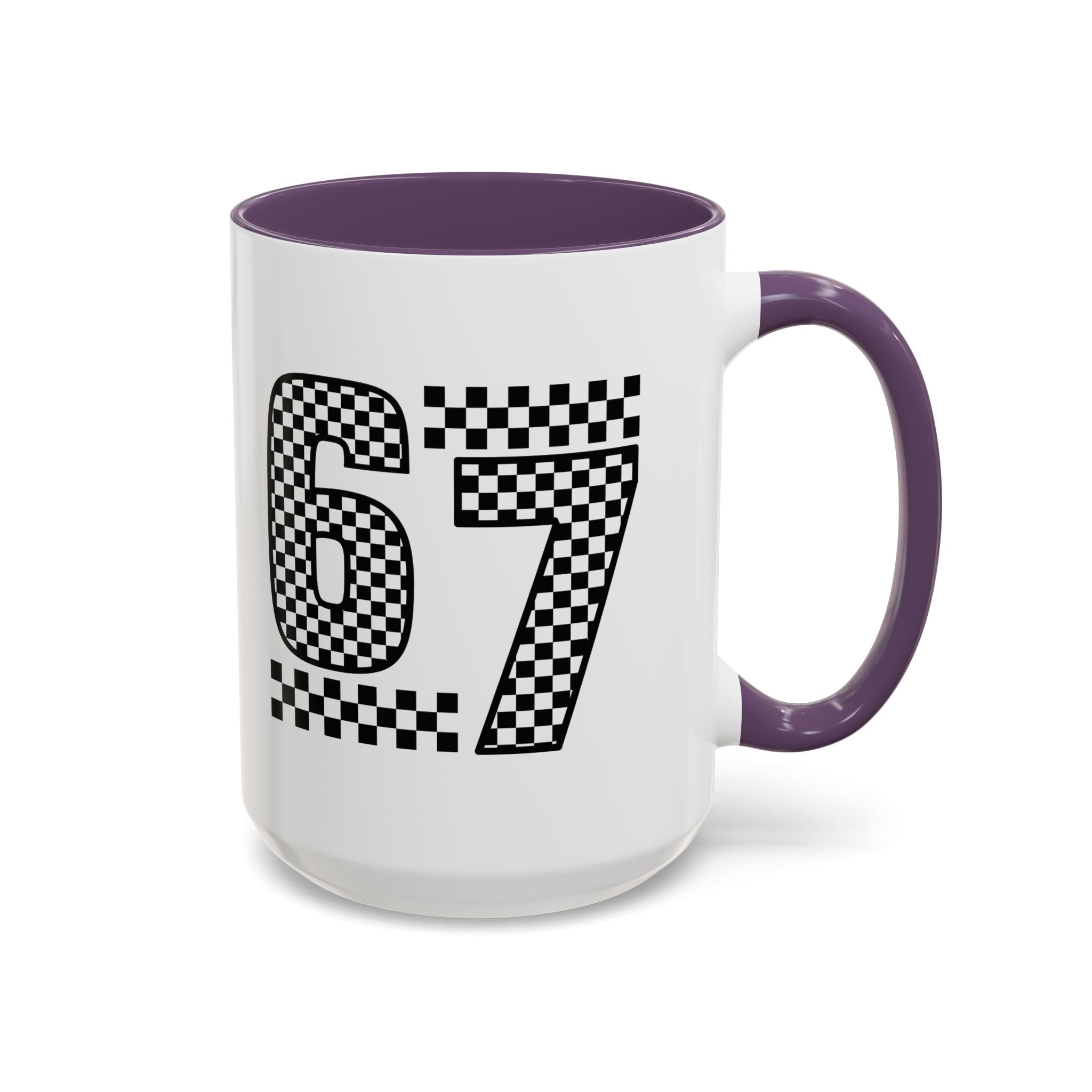 Checkered '67' Accent Coffee Mug — Retro Racing Number Ceramic Mug