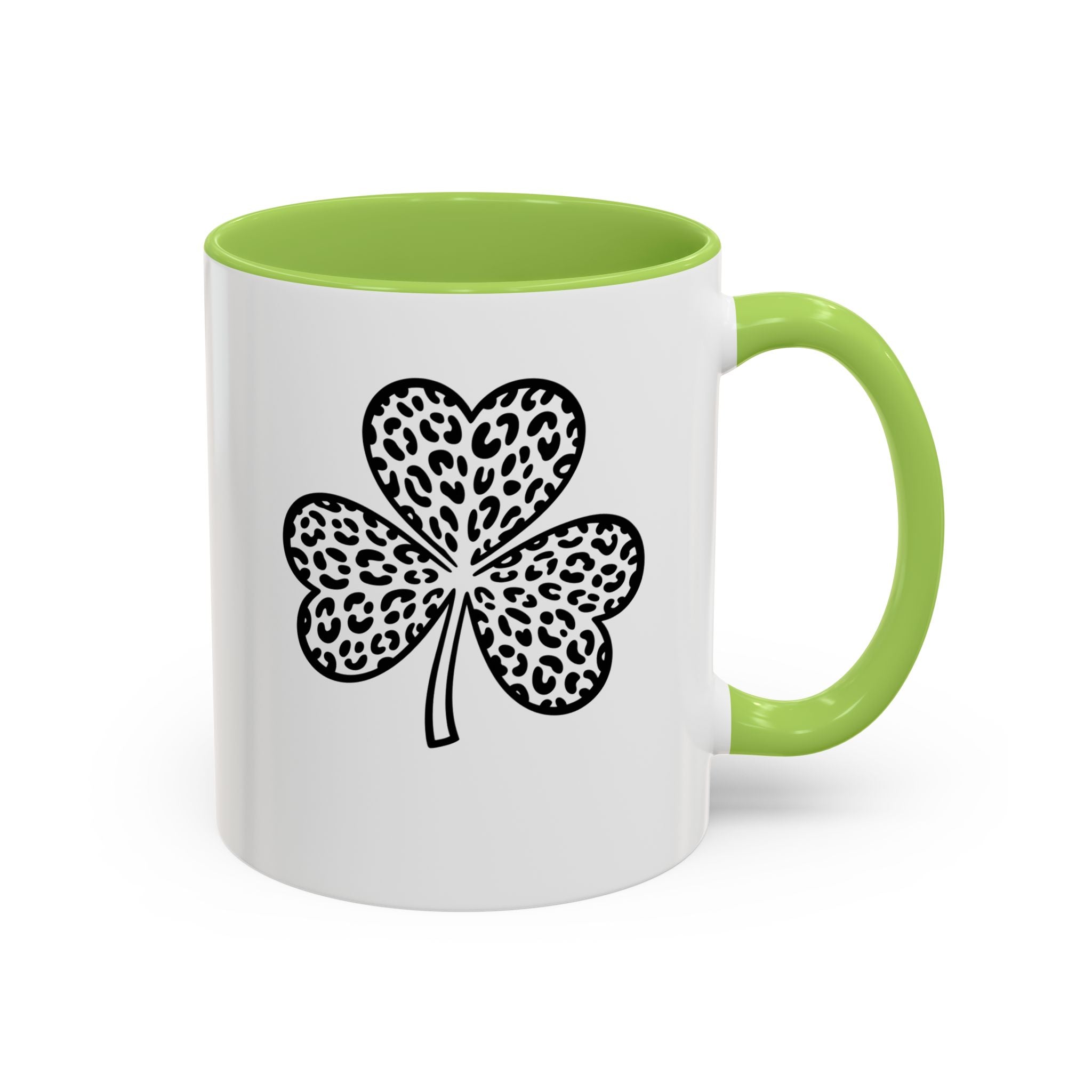 Leopard Print Shamrock Accent Coffee Mug — St. Patrick’s Day Lucky Clover Coffee Cup