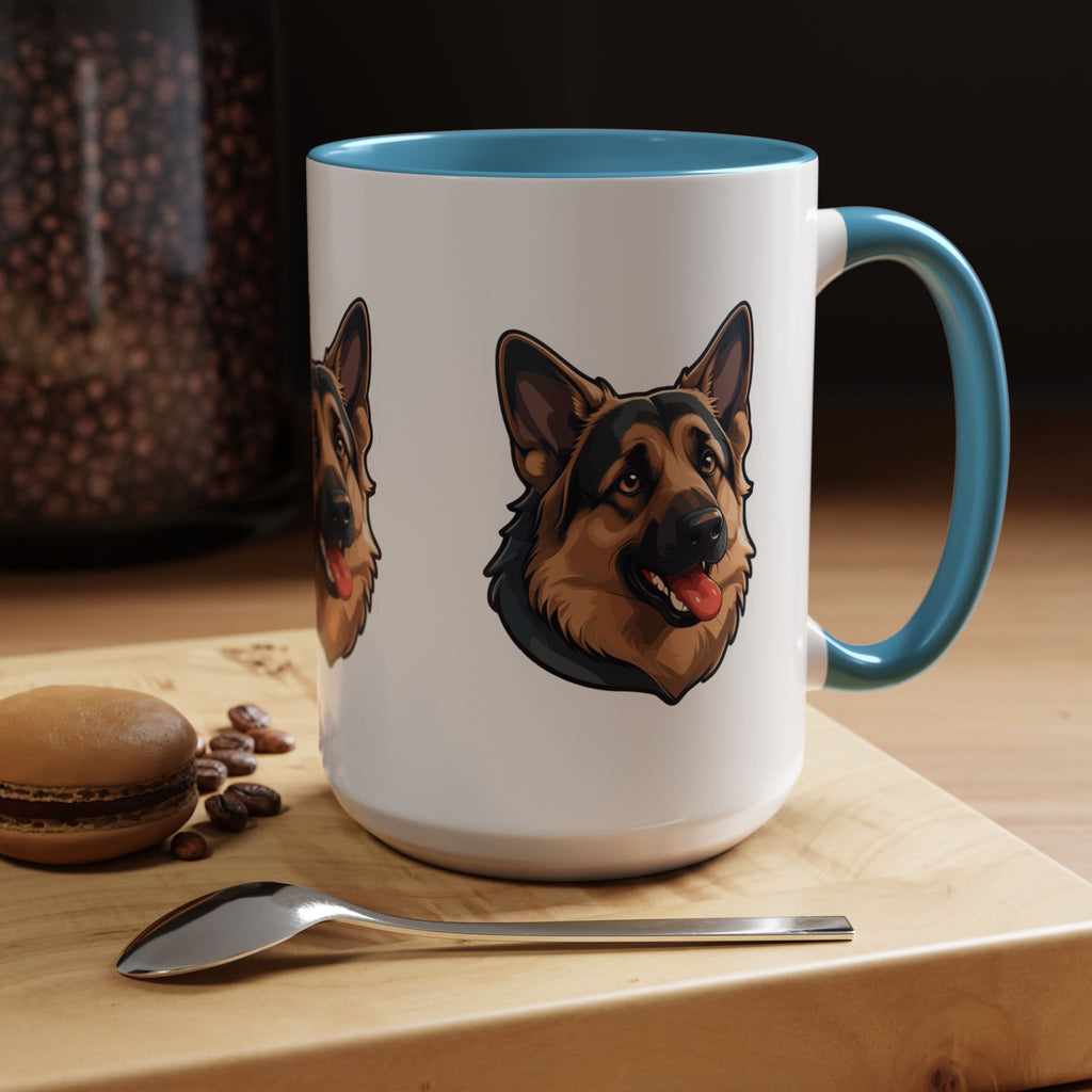 German Shepherd Accent Coffee Mug — Cute Dog Portrait Gift for Pet Lovers (11/15oz)