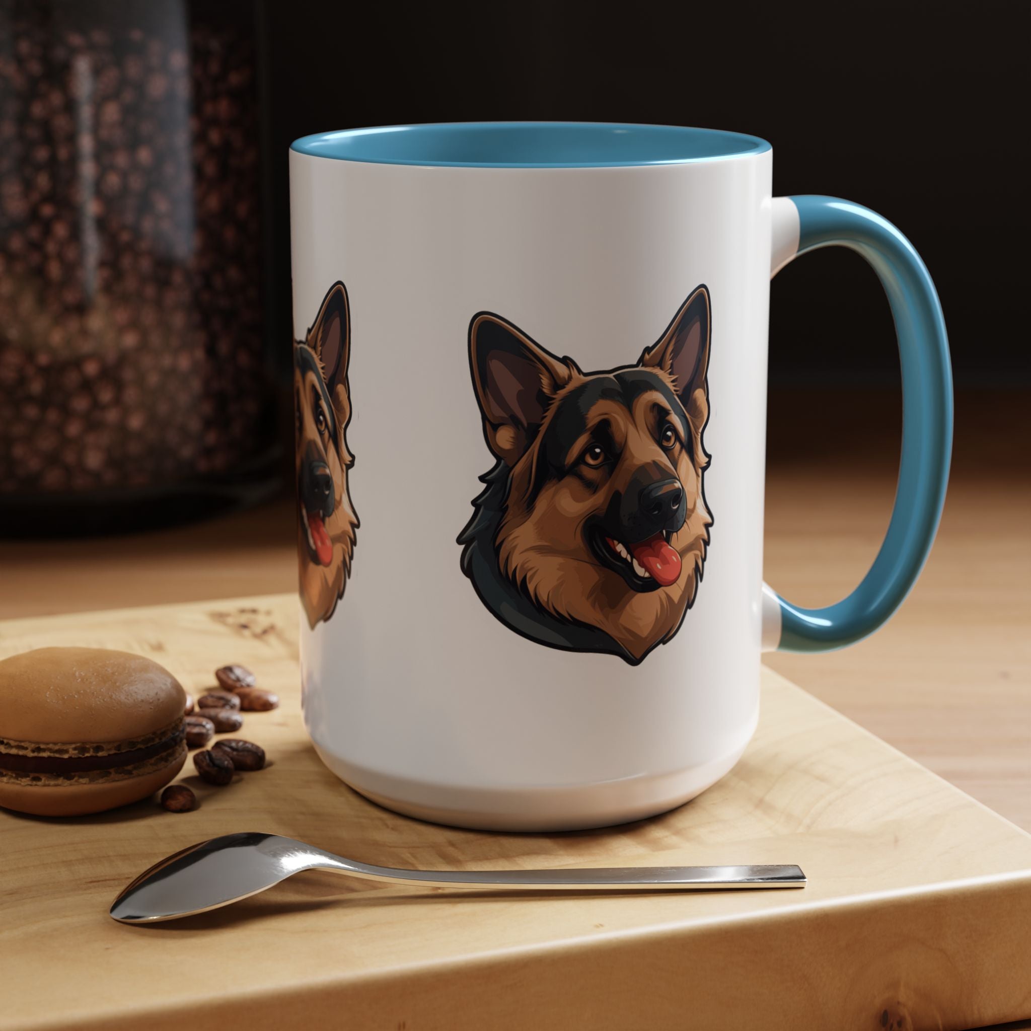 German Shepherd Accent Coffee Mug — Cute Dog Portrait Gift for Pet Lovers (11/15oz)