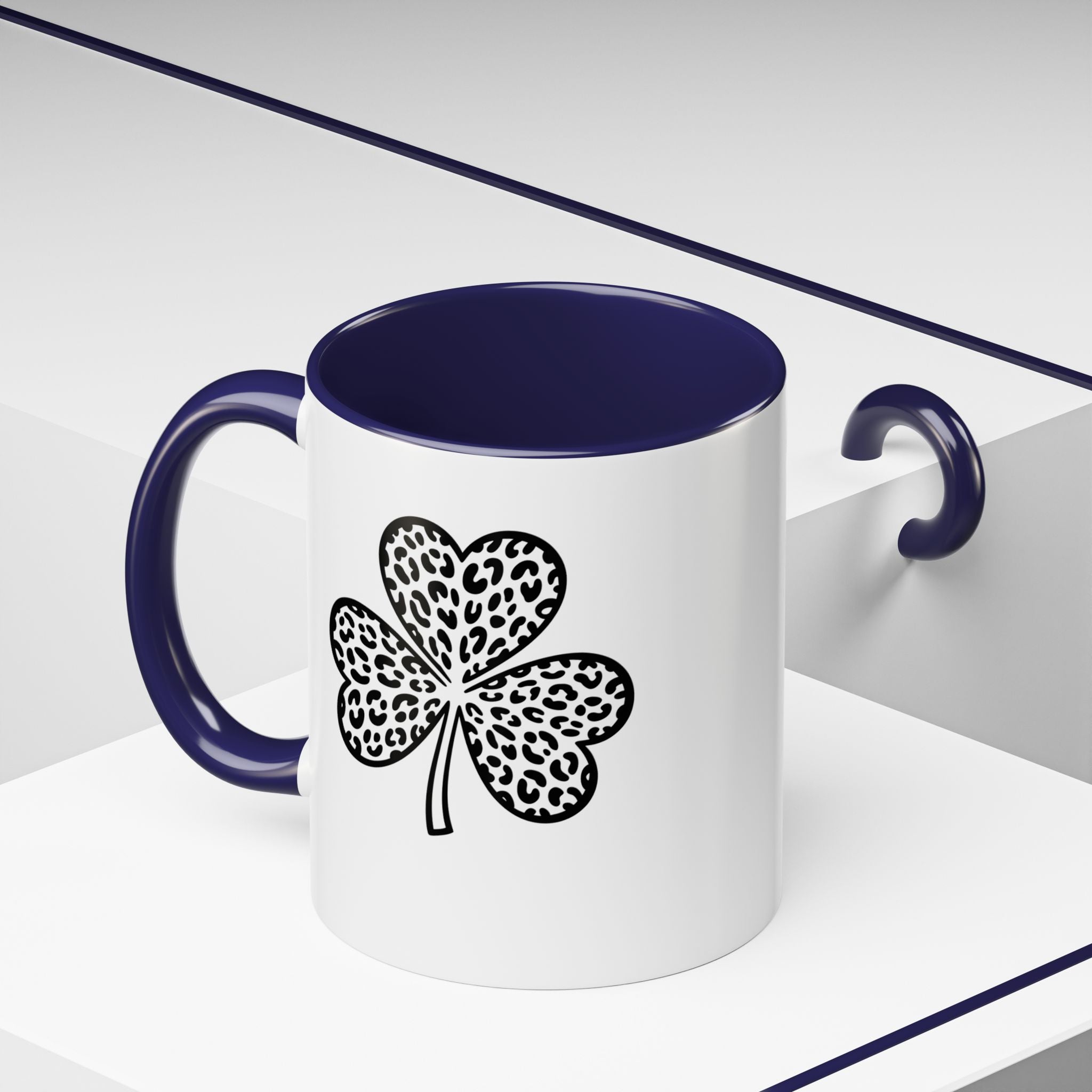 Leopard Print Shamrock Accent Coffee Mug — St. Patrick’s Day Lucky Clover Coffee Cup