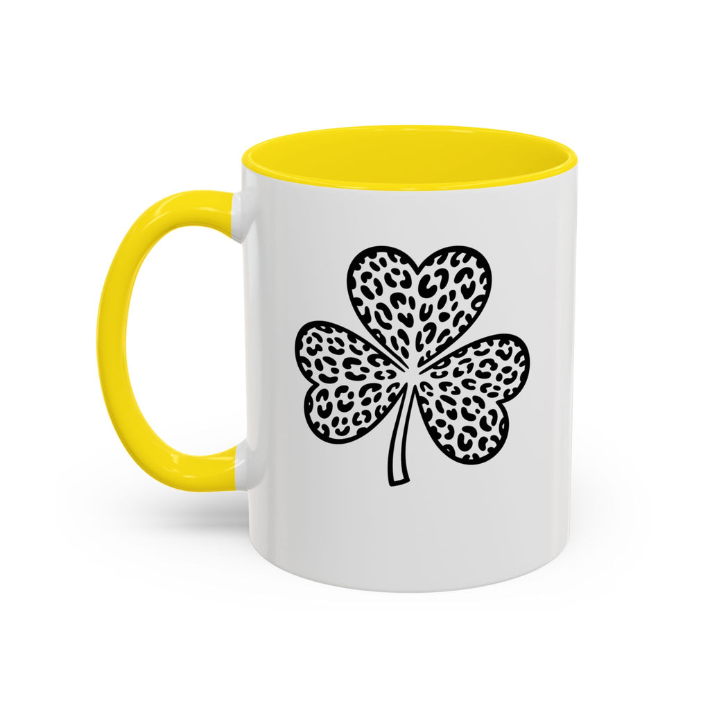 Leopard Print Shamrock Accent Coffee Mug — St. Patrick’s Day Lucky Clover Coffee Cup