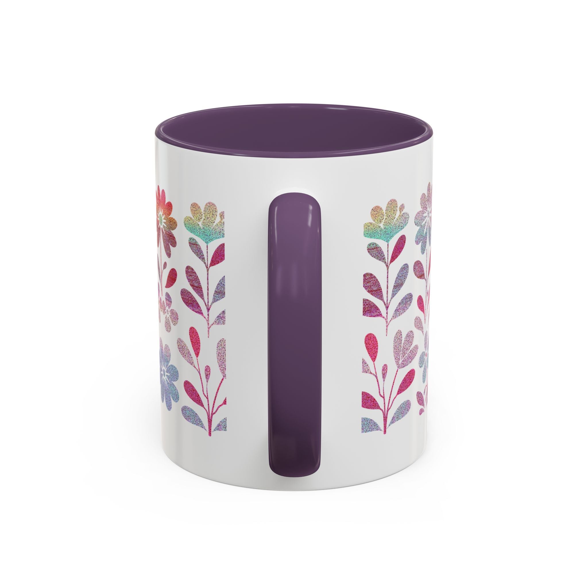 Floral Watercolor Accent Coffee Mug — Pastel Flower Pattern (11/15oz)