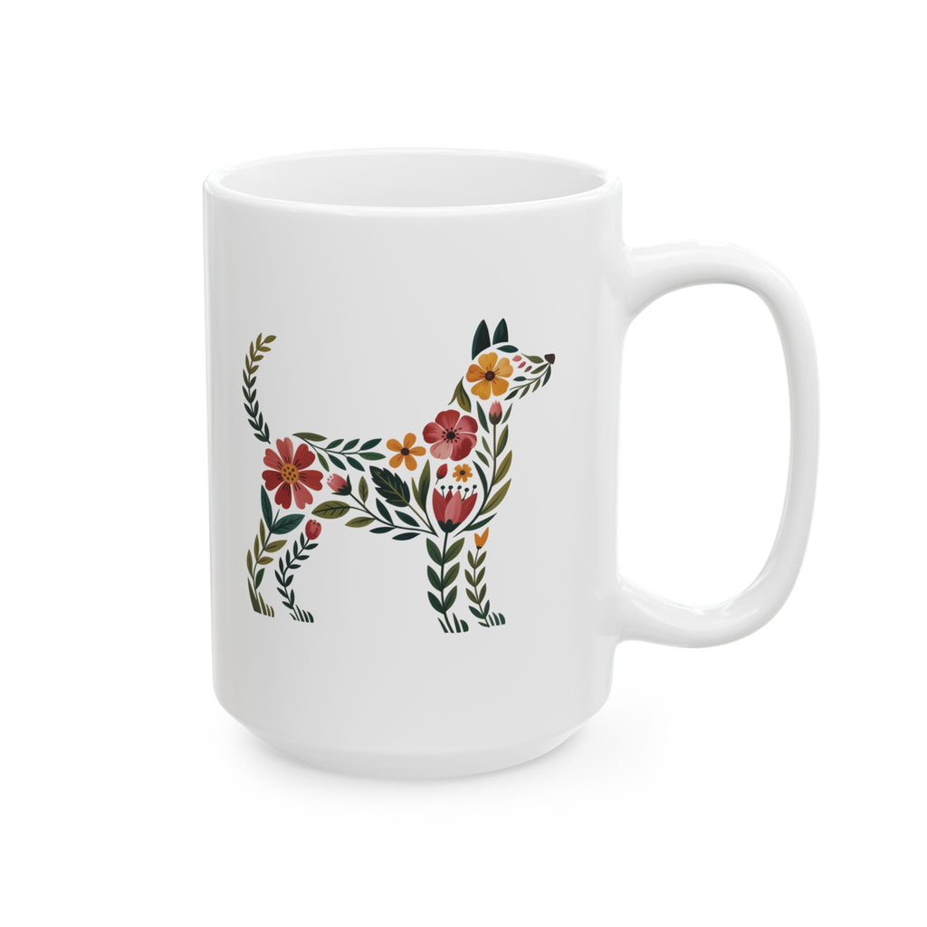 Floral Fox Ceramic Mug — Botanical Animal Art Coffee Cup (11oz & 15oz)