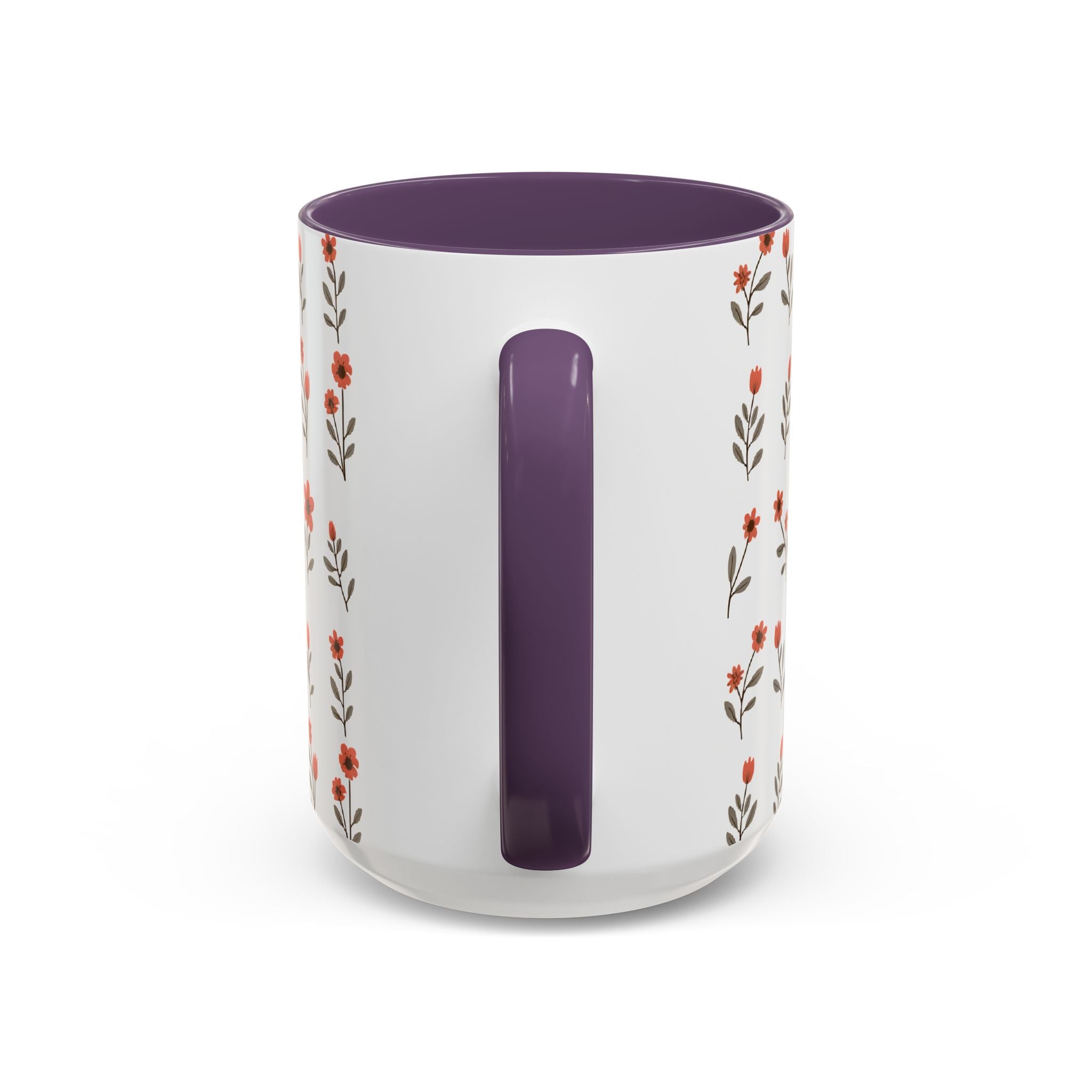 Ceramic printed coffee mug Floral Accent Coffee Mug — Cute Red Wildflower Pattern (11/15oz)