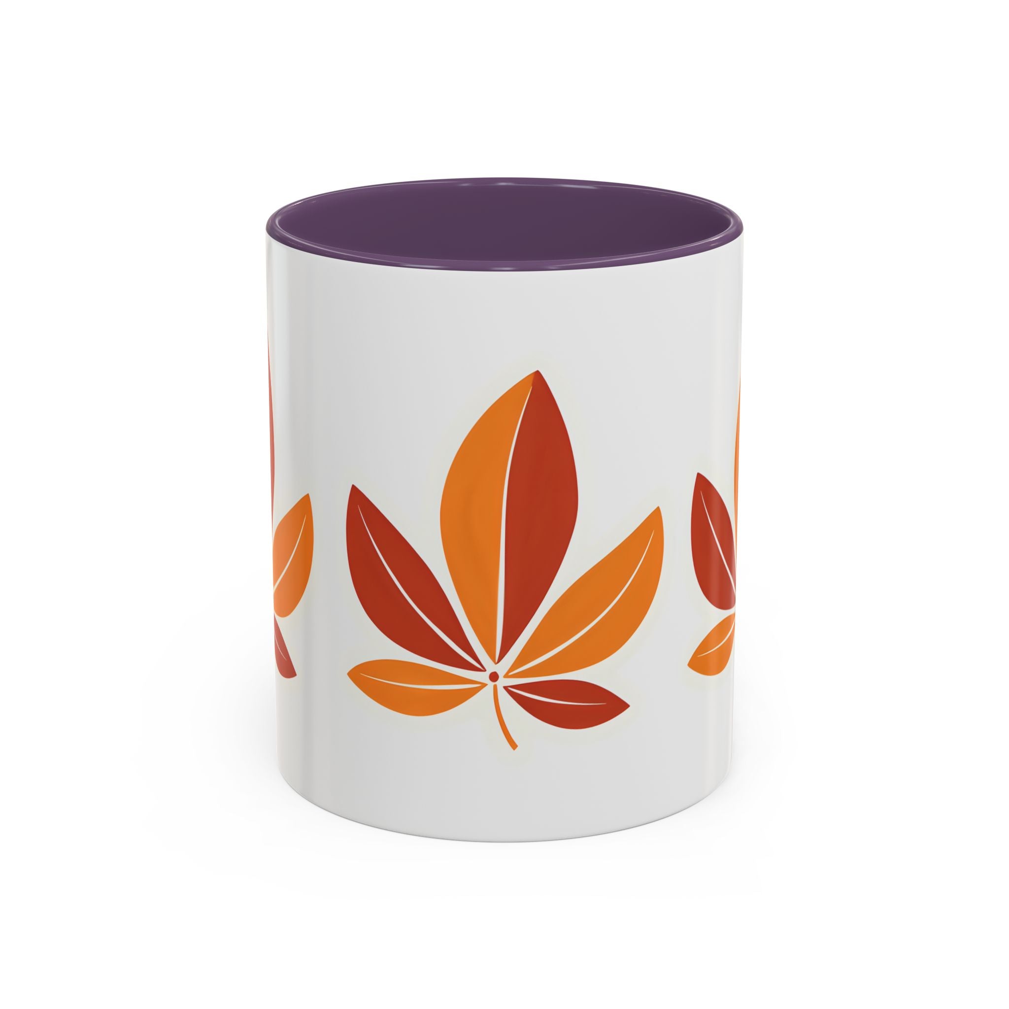Autumn Leaf Accent Coffee Mug — Fall Leaves Ceramic Tea & Coffee Cup (11/15oz)