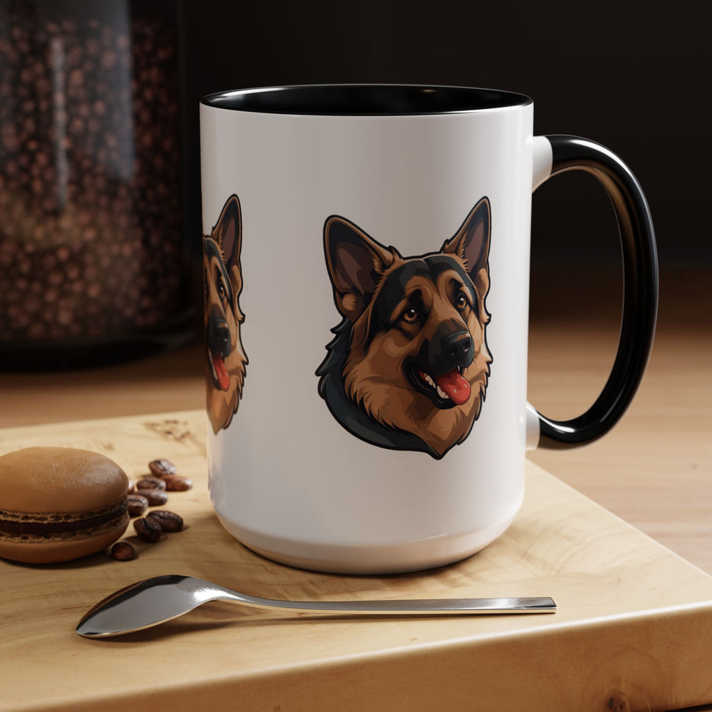 German Shepherd Accent Coffee Mug — Cute Dog Portrait Gift for Pet Lovers (11/15oz)