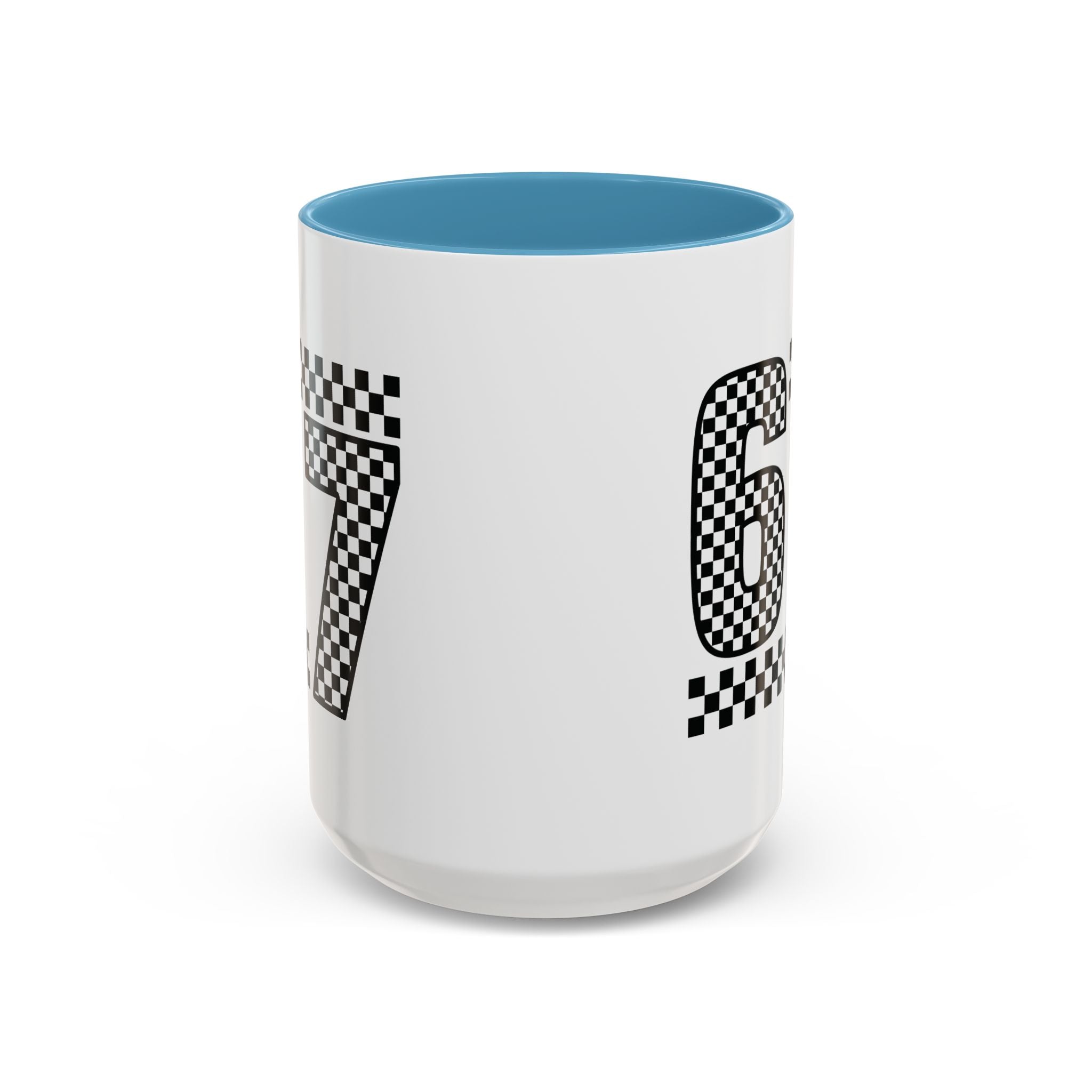 Checkered '67' Accent Coffee Mug — Retro Racing Number Ceramic Mug