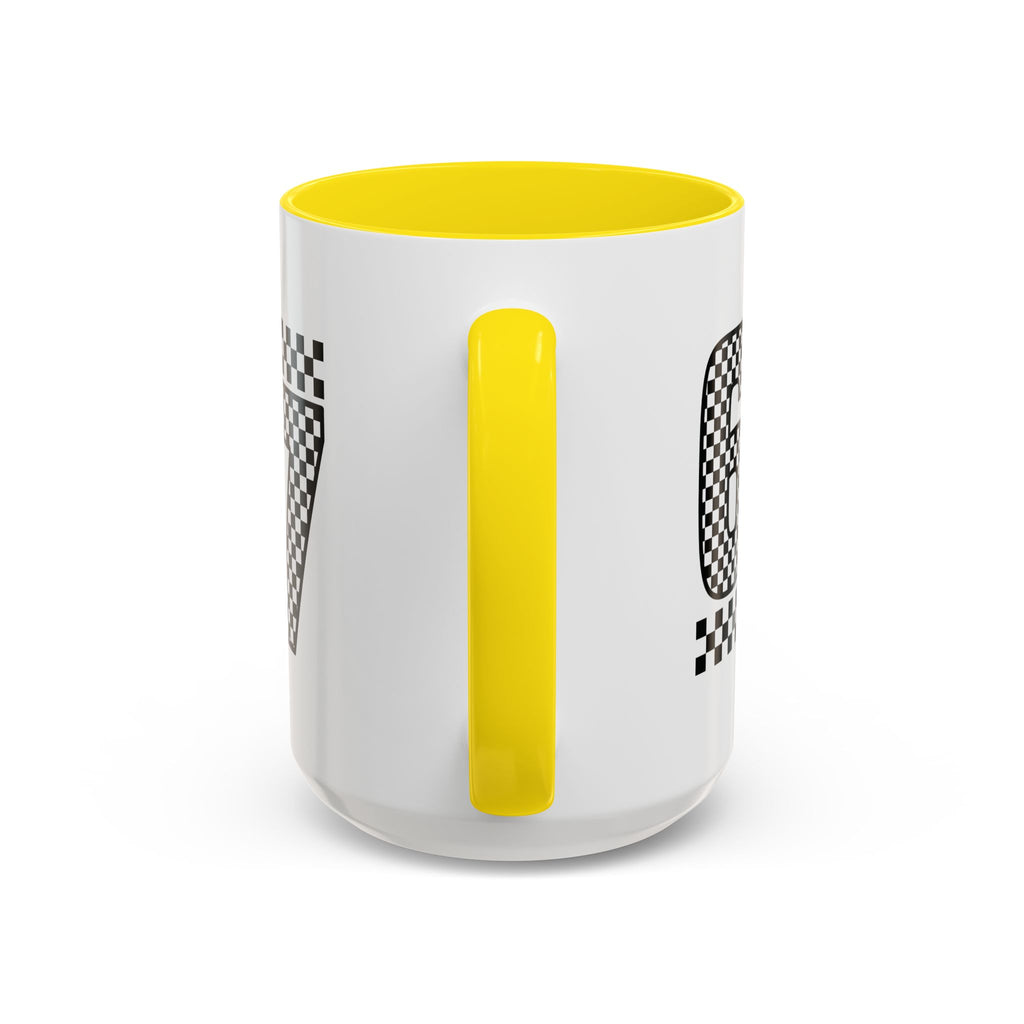 Checkered '67' Accent Coffee Mug — Retro Racing Number Ceramic Mug