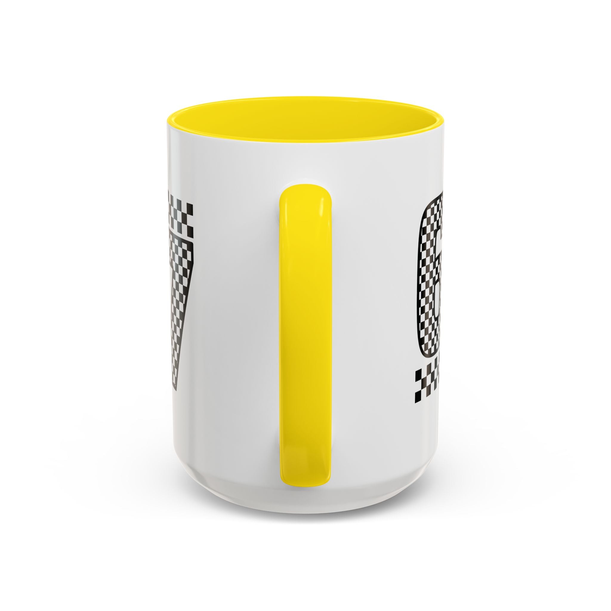 Checkered '67' Accent Coffee Mug — Retro Racing Number Ceramic Mug