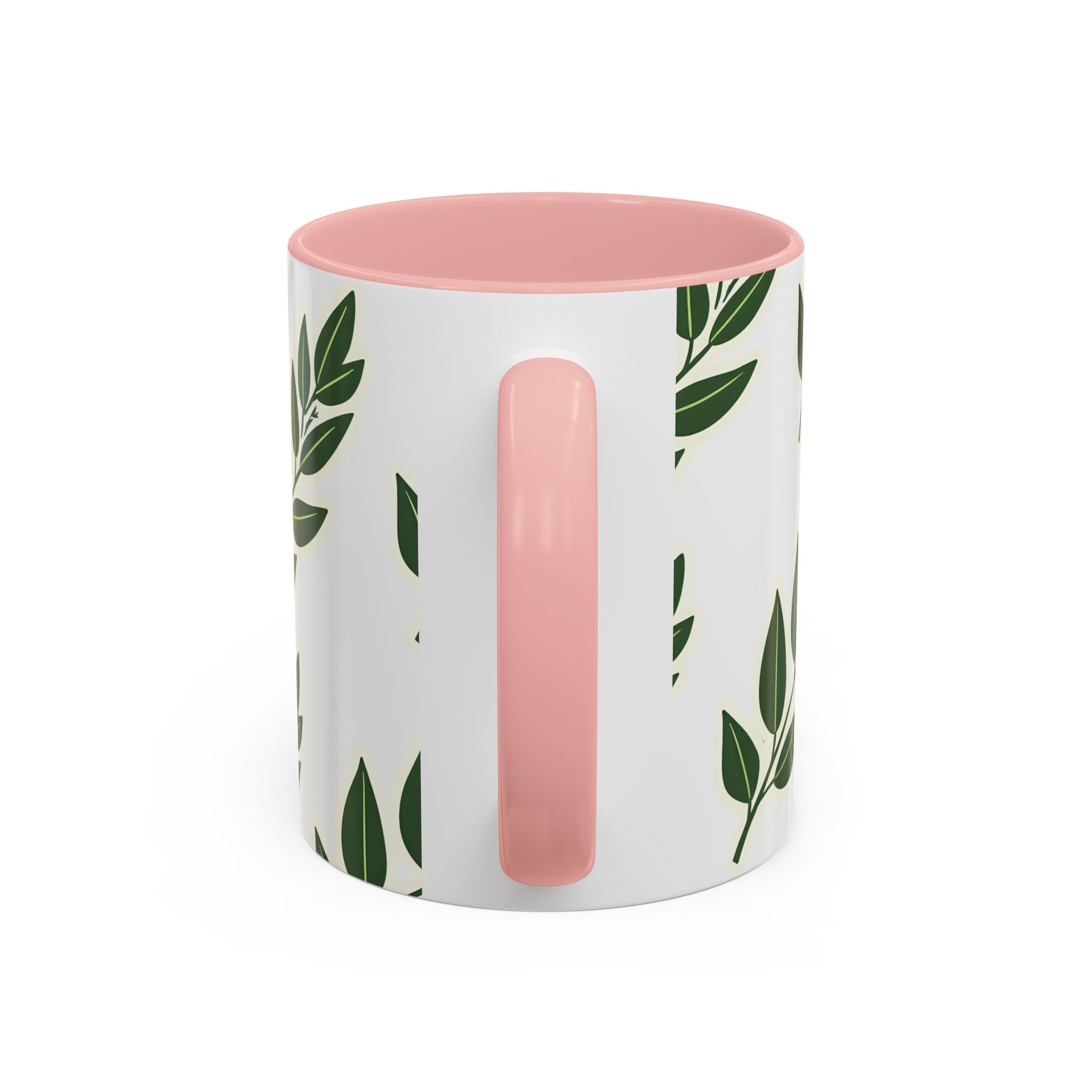 Botanical Leaf Accent Coffee Mug — Green Foliage Ceramic Cup (11/15oz)