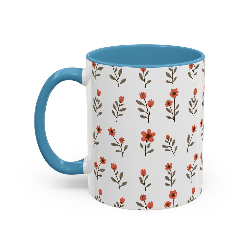 Ceramic printed coffee mug Floral Accent Coffee Mug — Cute Red Wildflower Pattern (11/15oz)