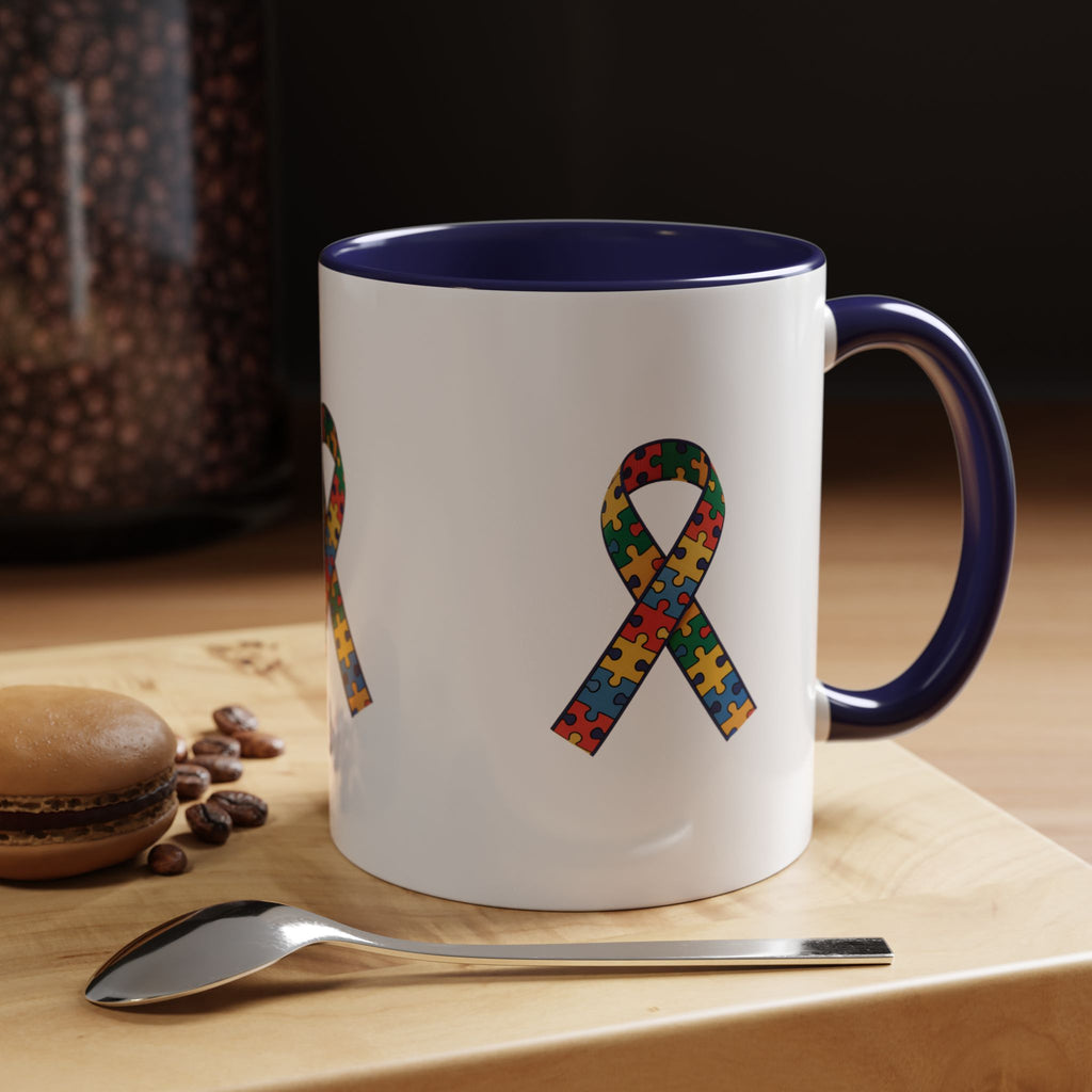 Autism Awareness Puzzle Ribbon Accent Coffee Mug
