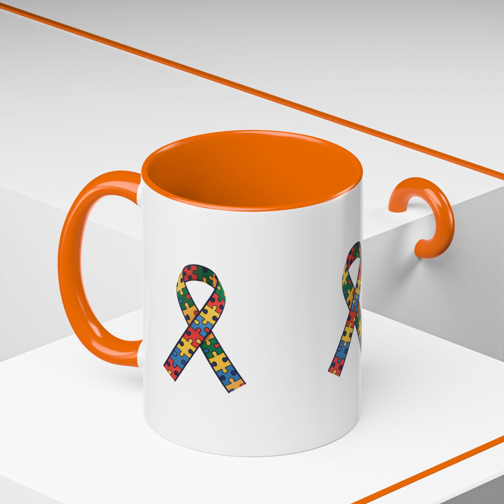 Autism Awareness Puzzle Ribbon Accent Coffee Mug